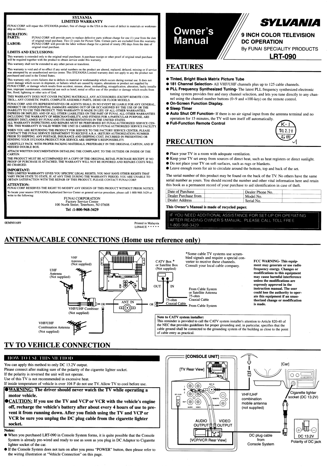 Sylvania LRT-090 User Manual