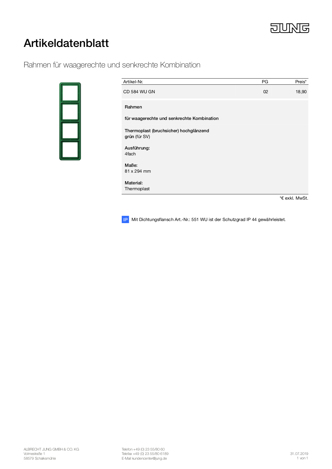 Jung CD 584 WU GN User Manual