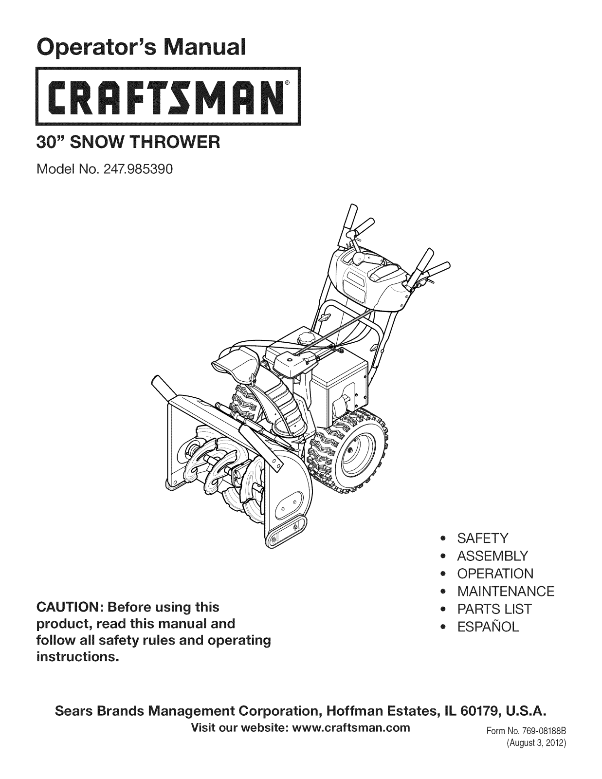 Craftsman 247985390 Owner’s Manual