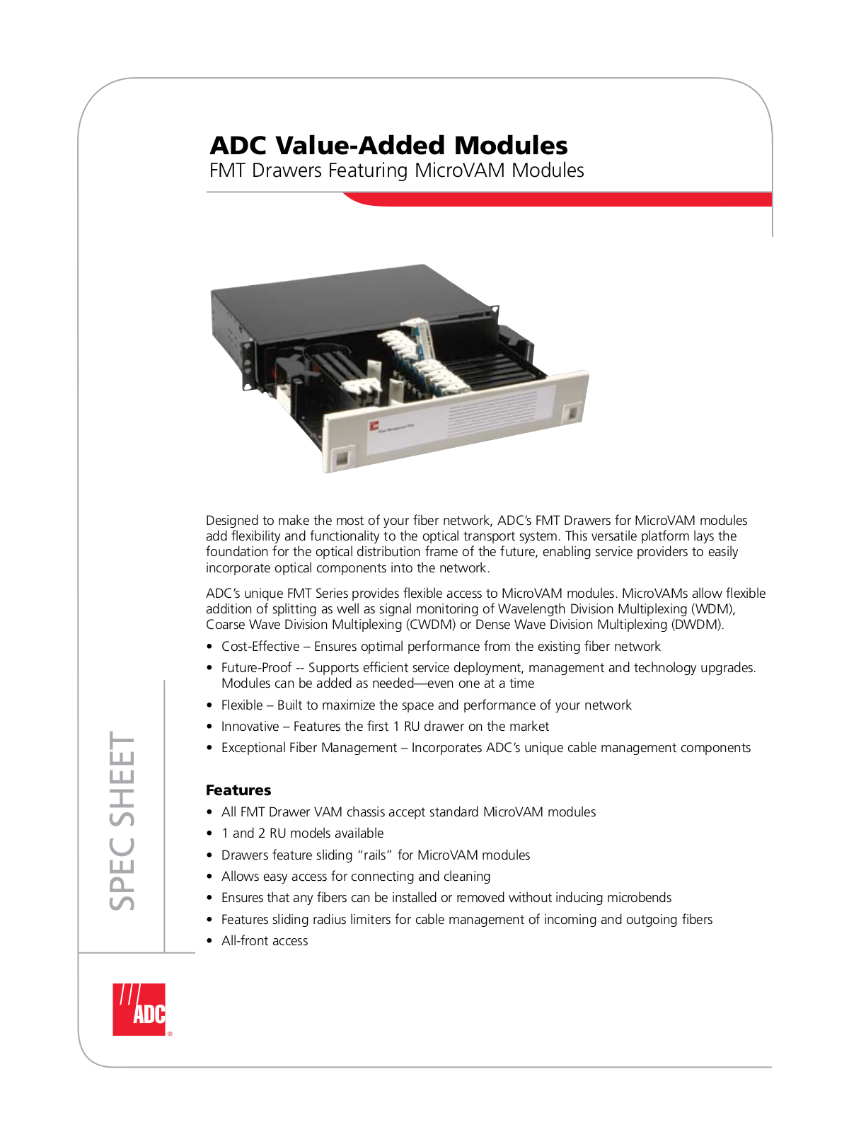 ADC FMT Drawers Featuring MicroVAM Modules User Manual