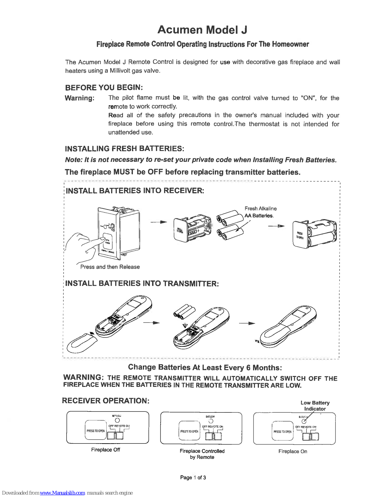 Acumen J Operation Instructions Manual