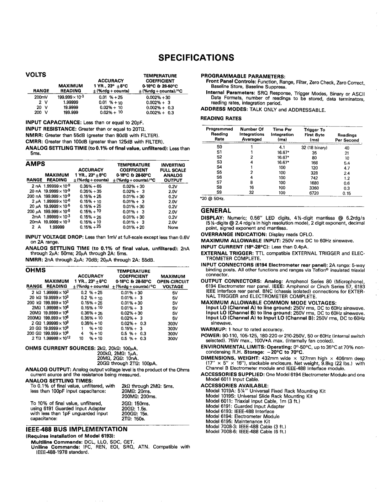 Keithley Instruments 619 Spec Sheet - ManualMachine.com