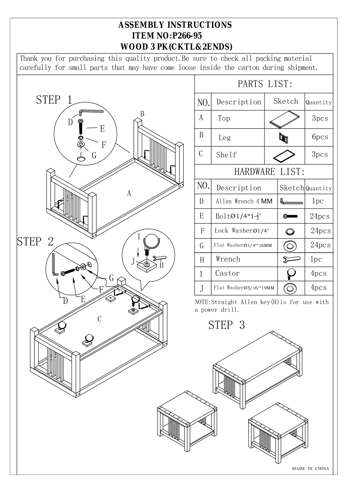 Progressive Furniture P26695 Assembly Guide