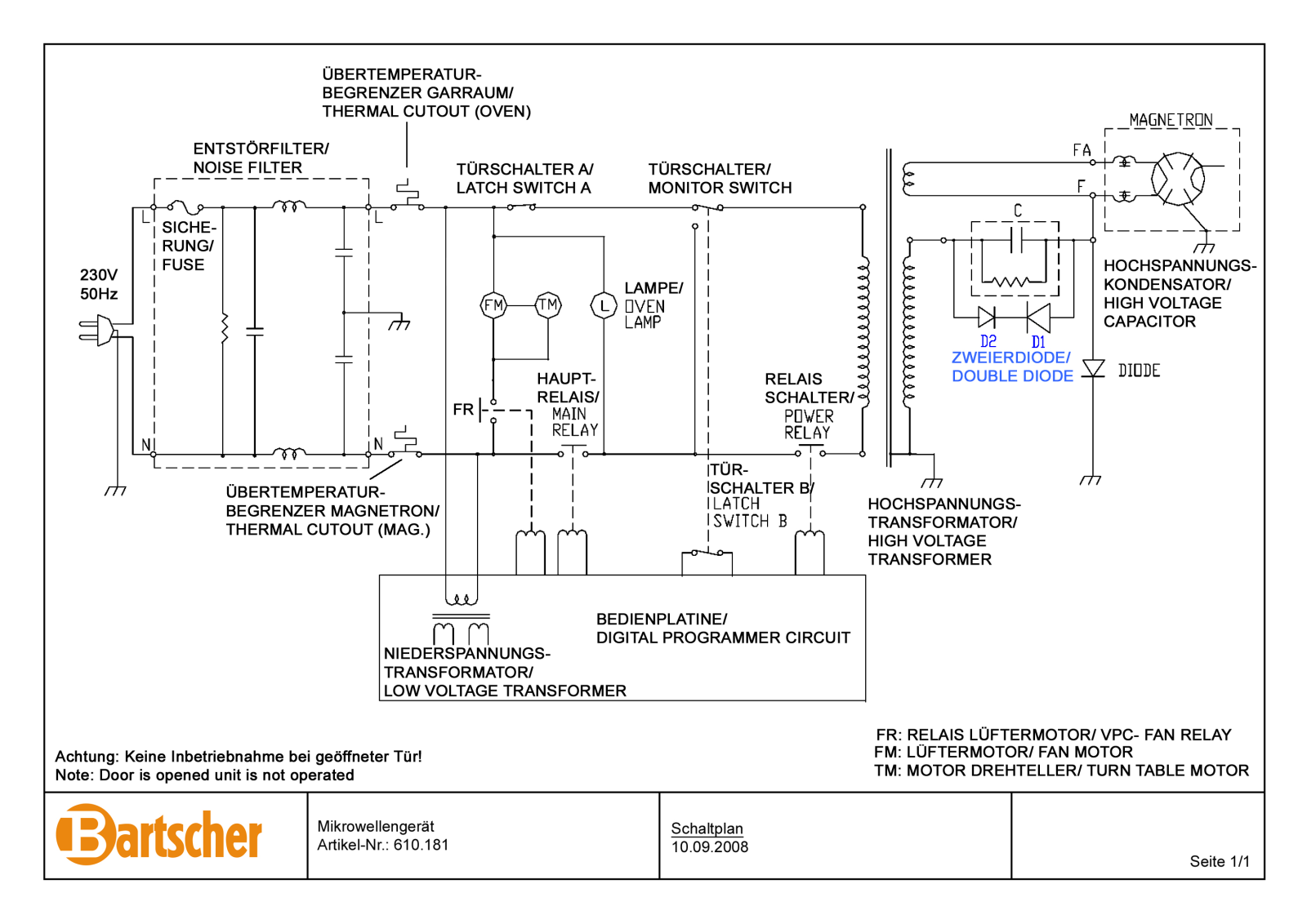 Bartscher 610181 Schematic