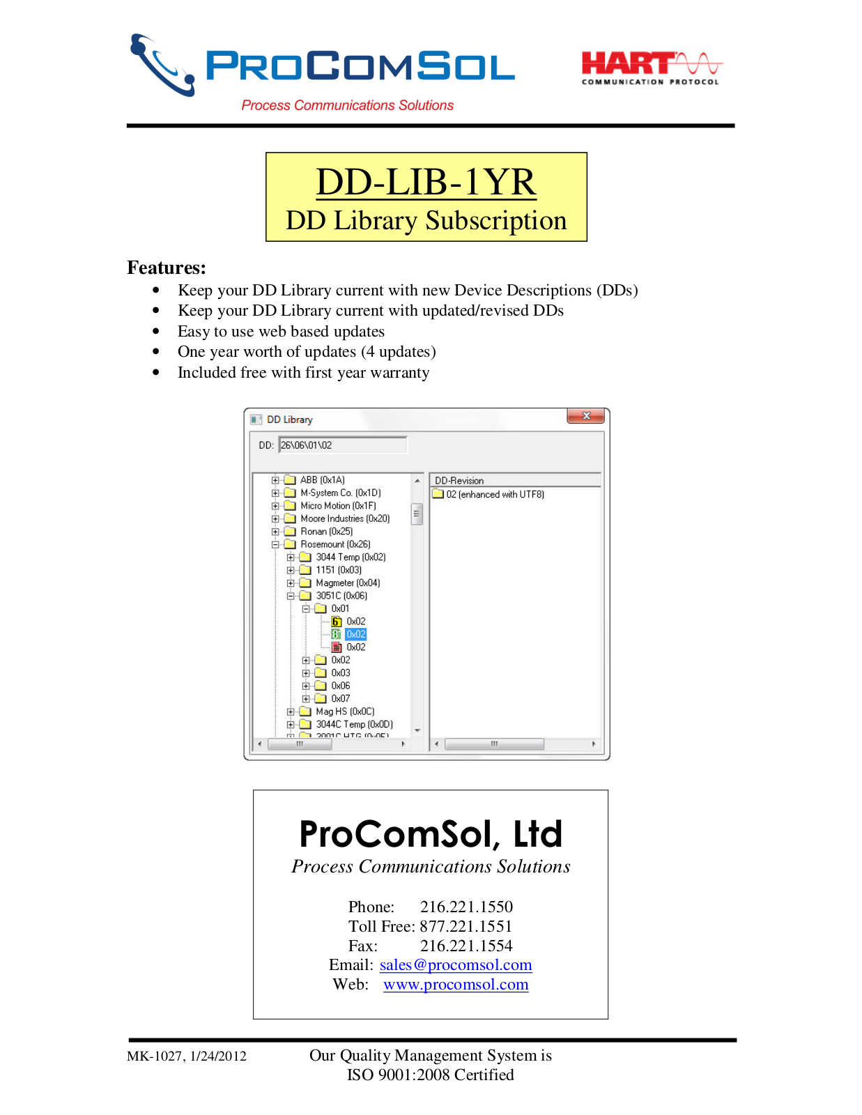 ProComSol DD-LIB-1YR Specifications