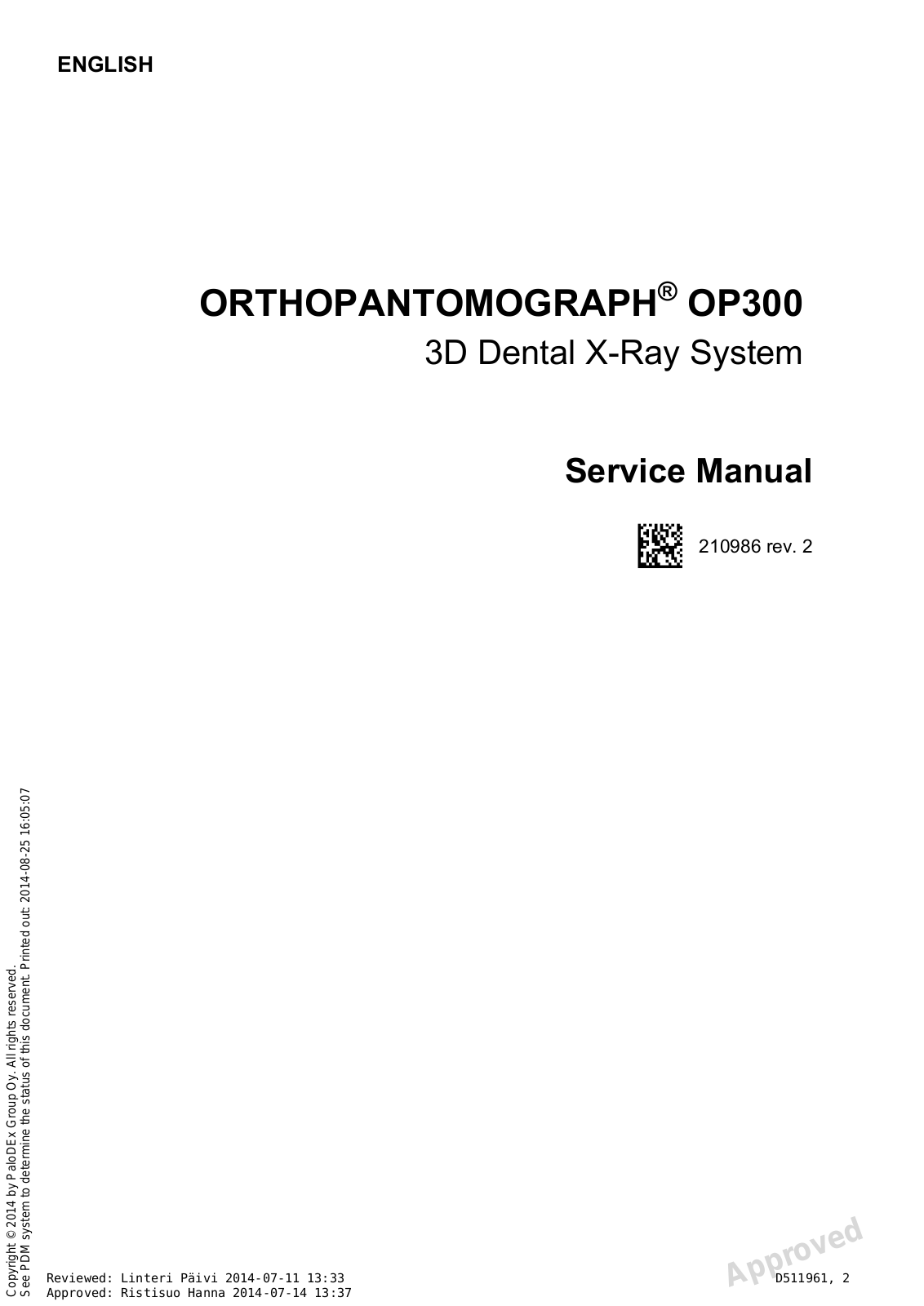Instrumentarium Dental OP-300 Service manual
