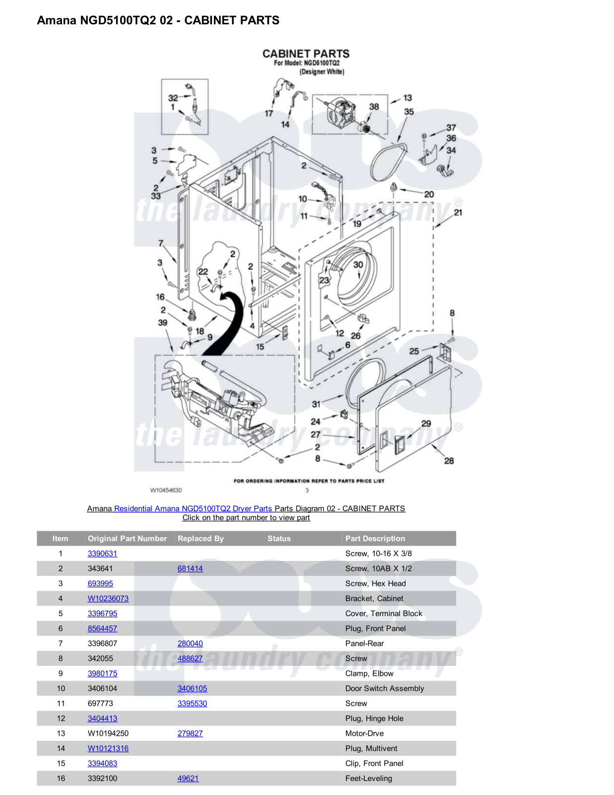 Amana NGD5100TQ2 Parts Diagram