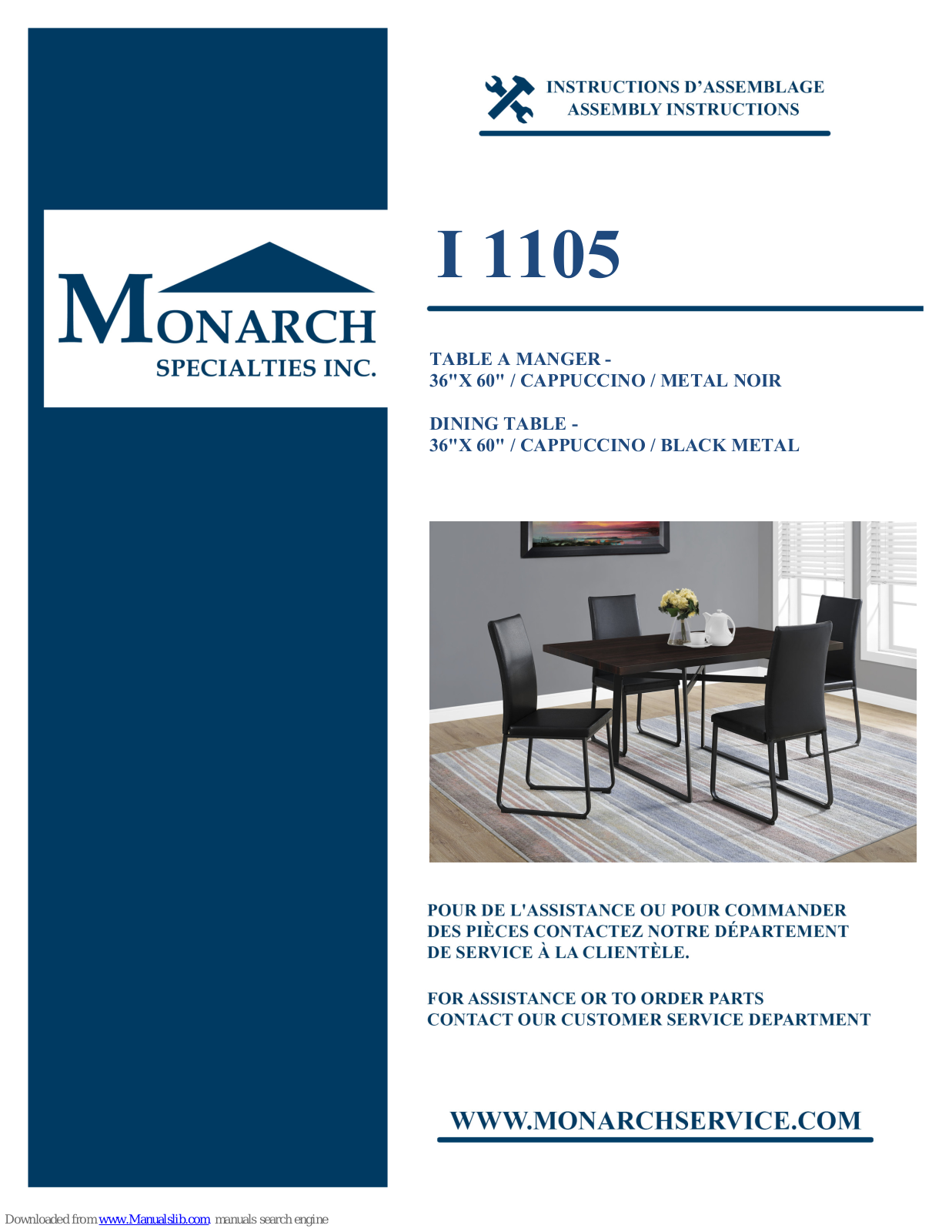 Monarch Specialties I 1105 Assembly Instructions Manual