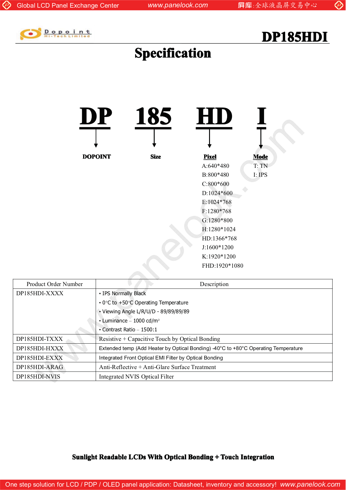 Dopoint DP185HDI Specification