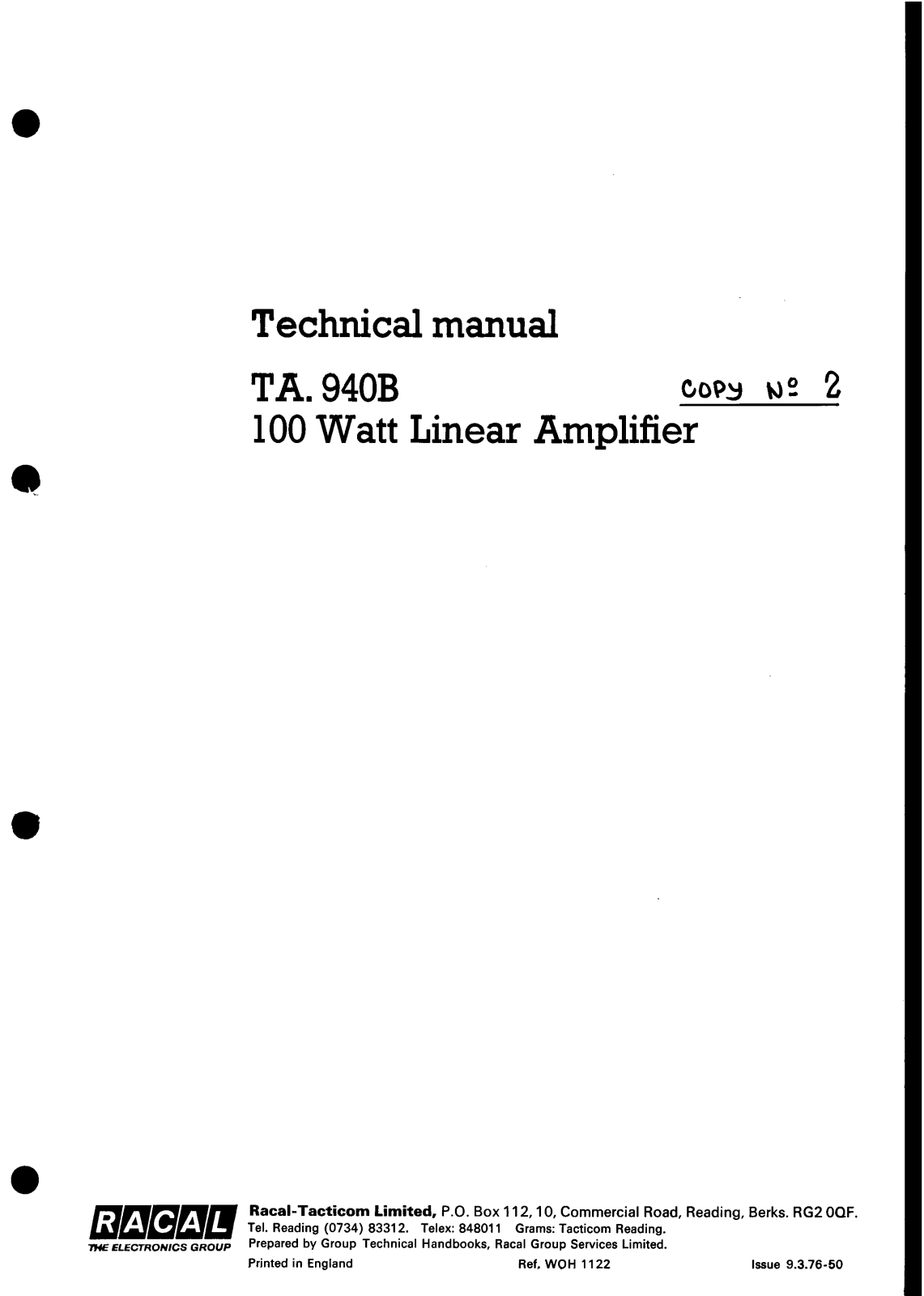 Racal ta940b User Manual