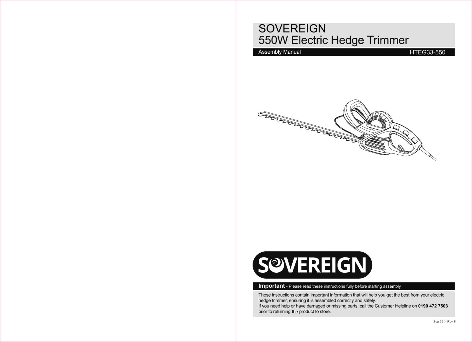 Sovereign HTEG33-55 Instruction manual