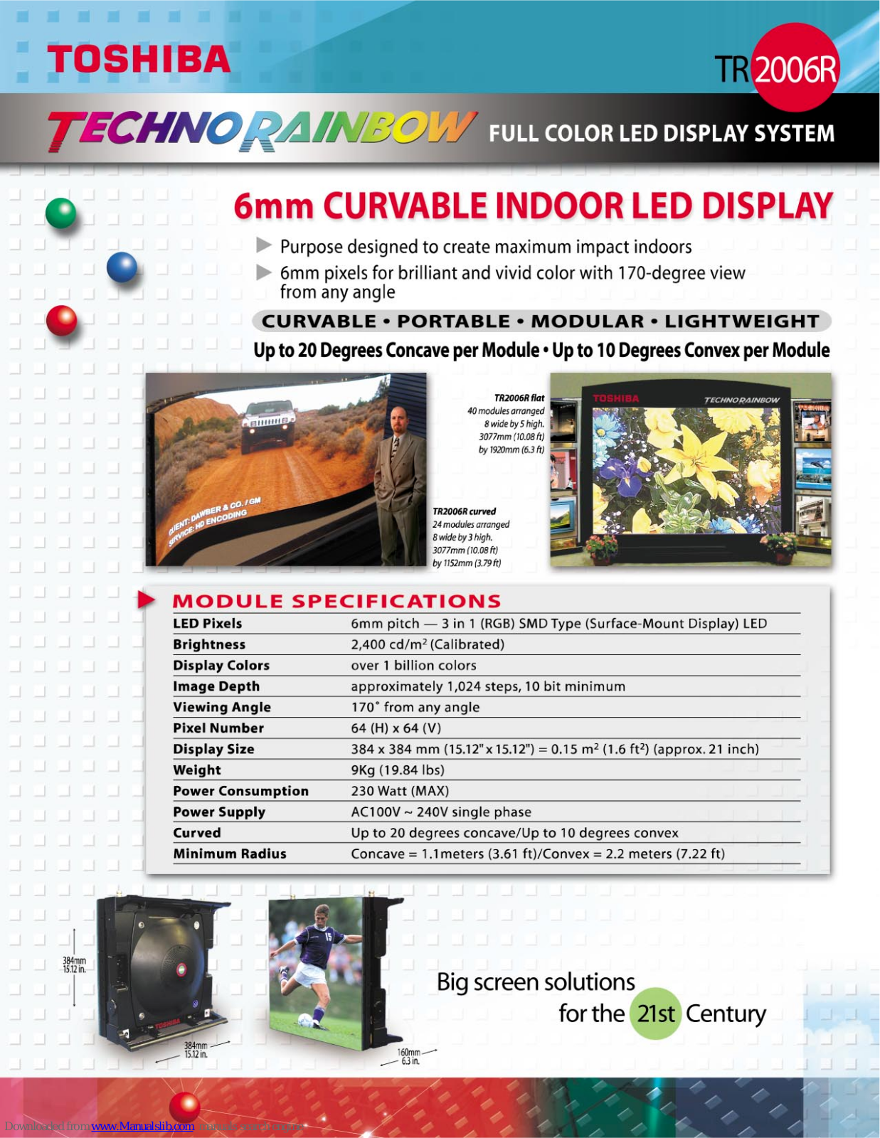 Toshiba Curvable Indoor Led Display TR2006R, Techno Rainbow TR2006R Specification