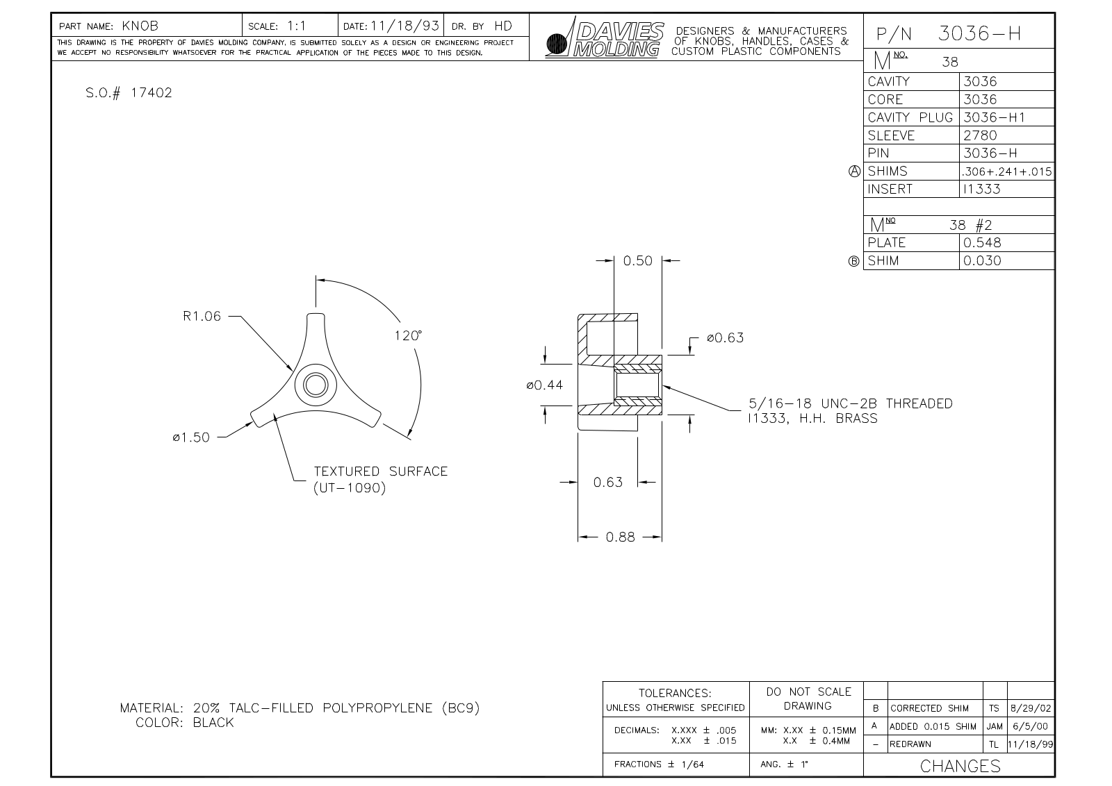 Davies Molding 3036-H Reference Drawing