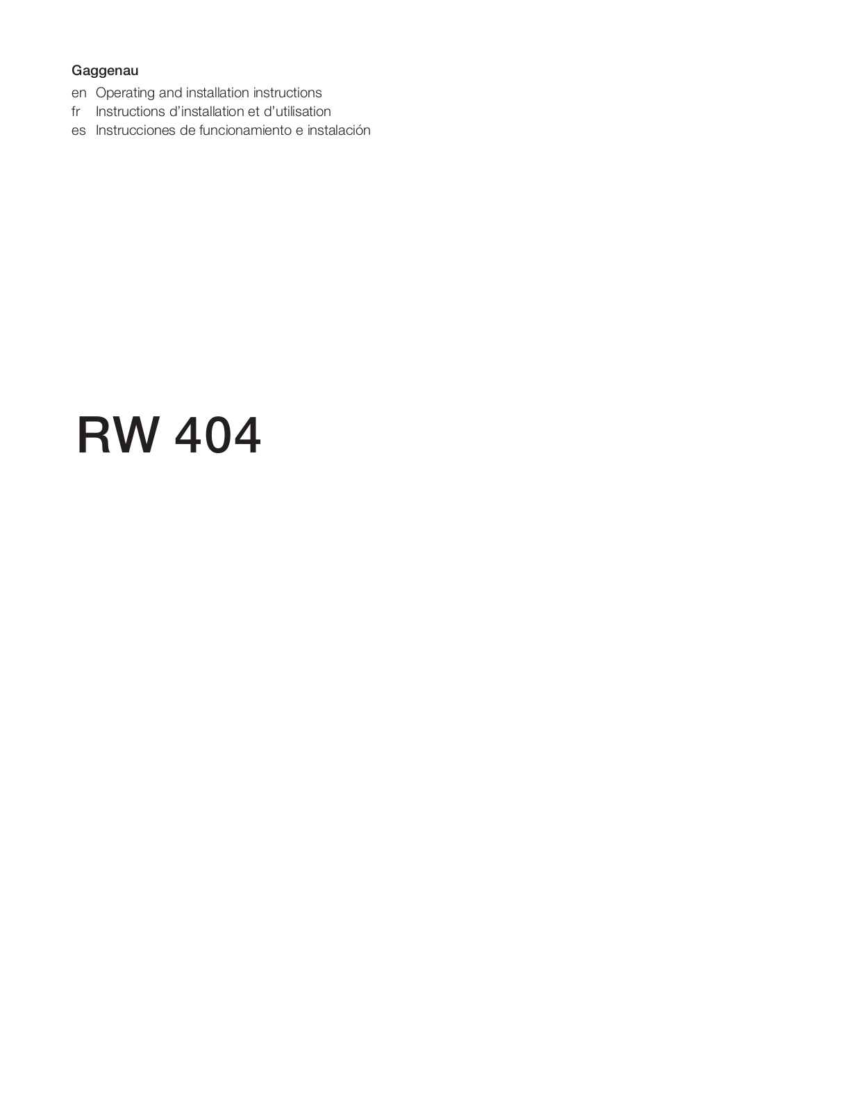 Gaggenau RW404761 Installation manual