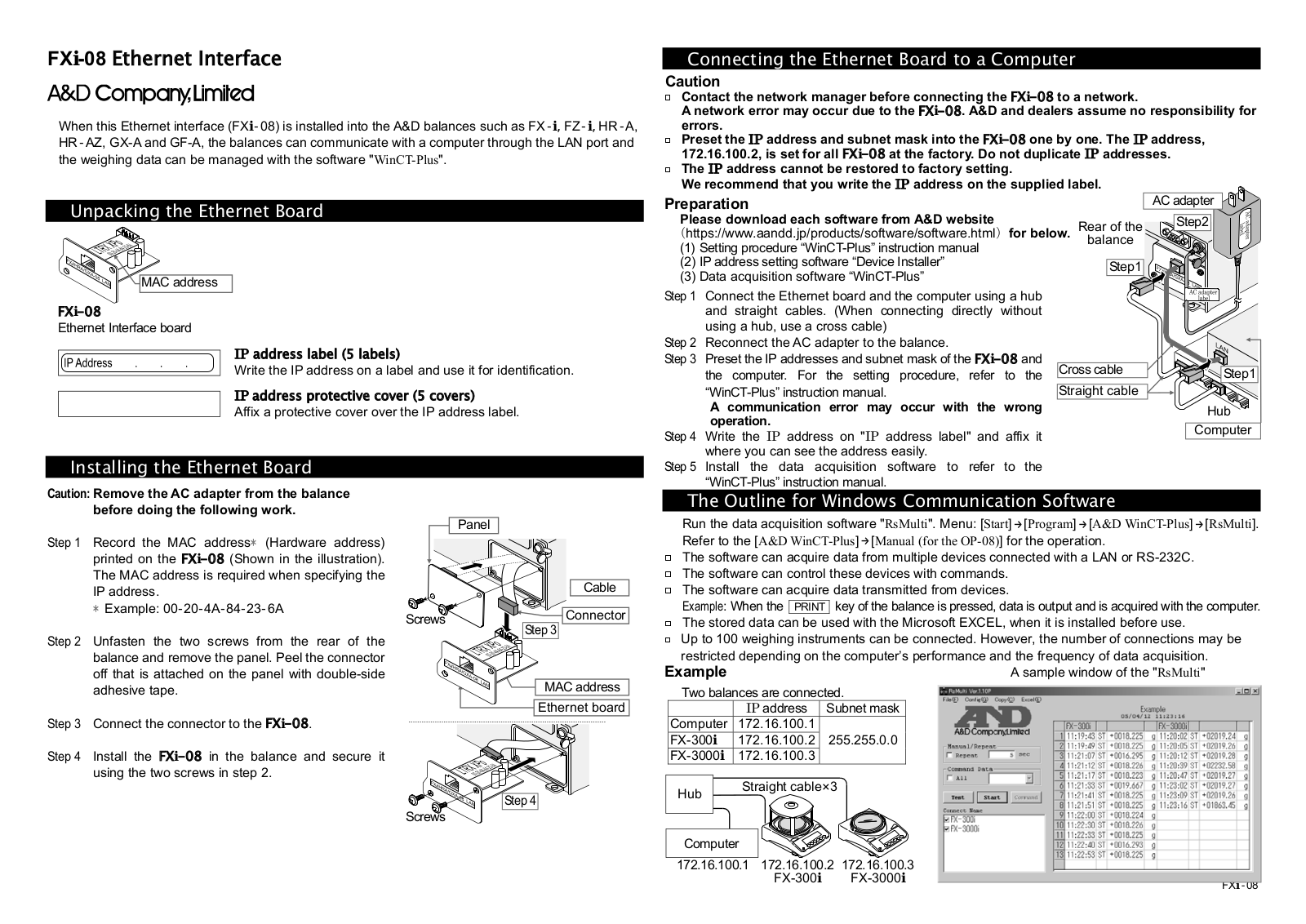 A&D FXi-08 User Manual