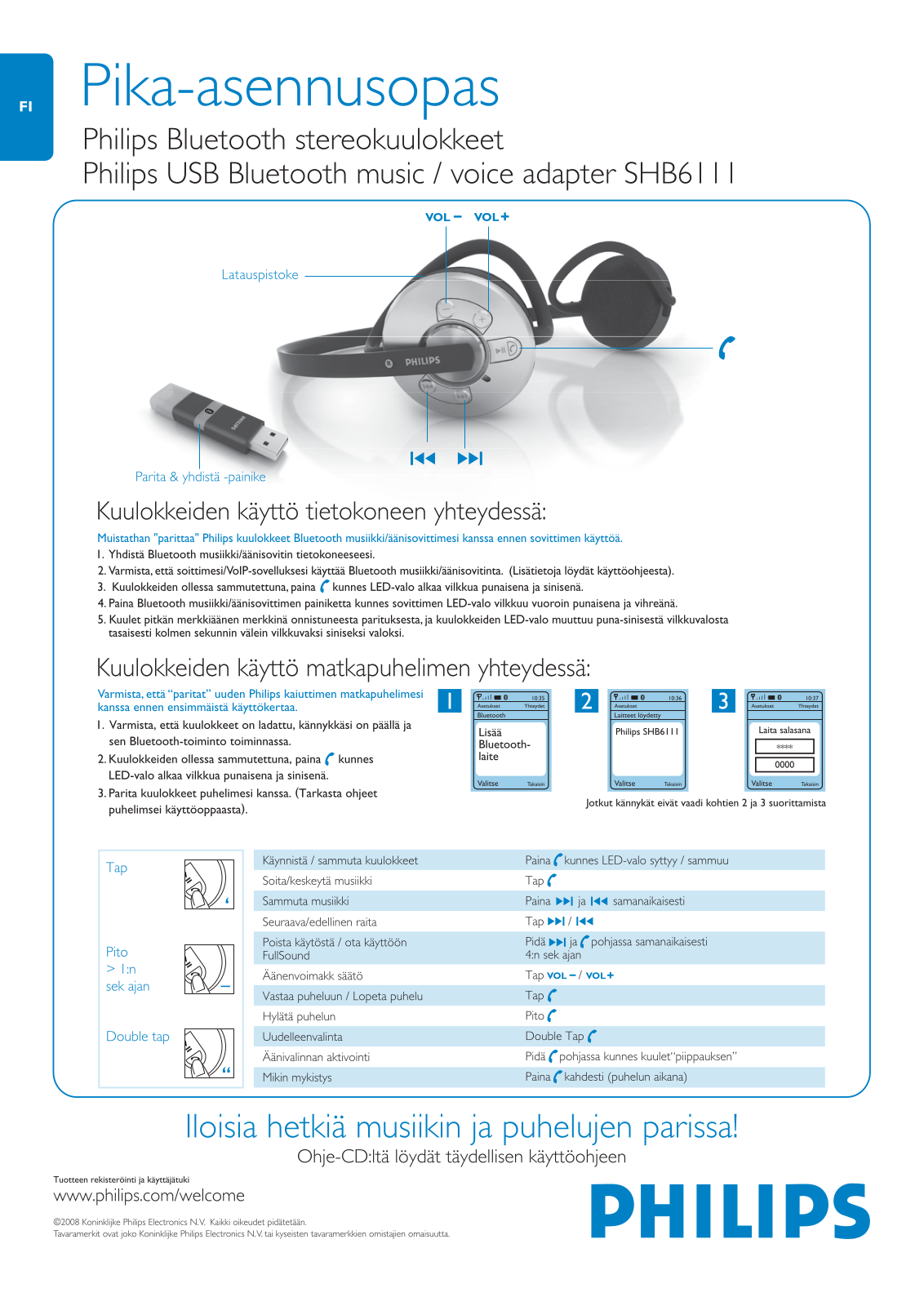 Philips SHB 6111 Quick start guide