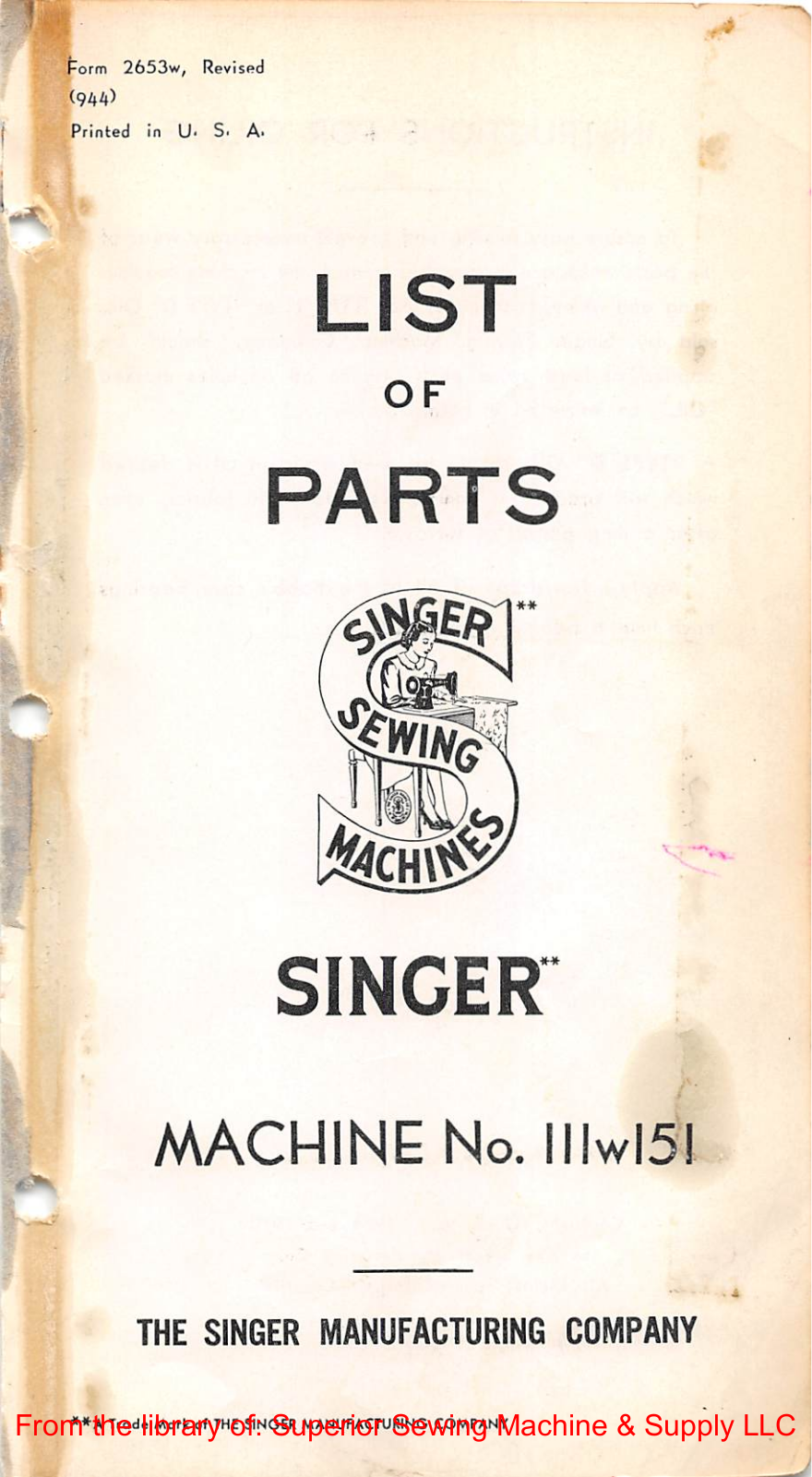 Singer 111W151 Manual