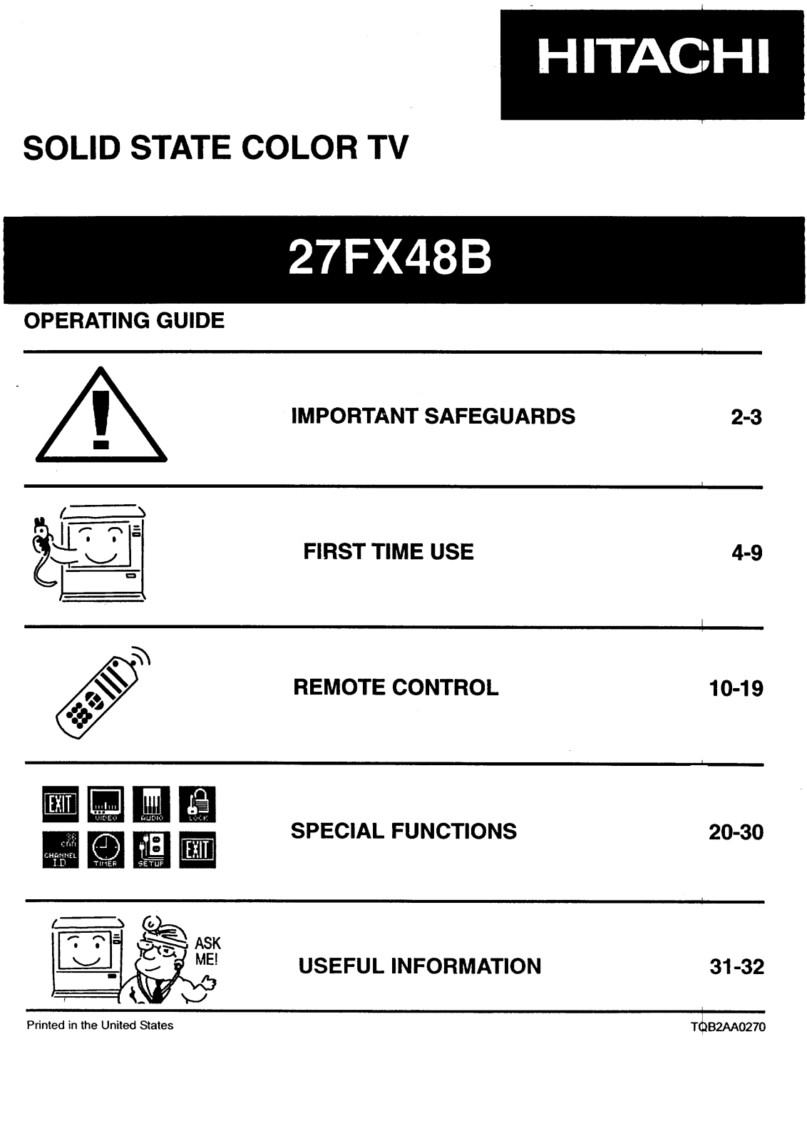 Hitachi 27FX48B Operating Instruction - ManualMachine.com