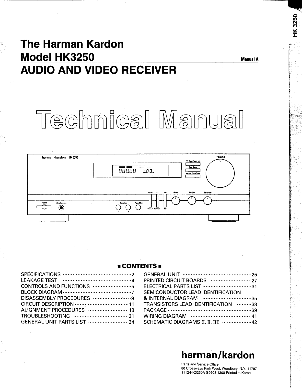 Harman Kardon HK-3250 Service manual