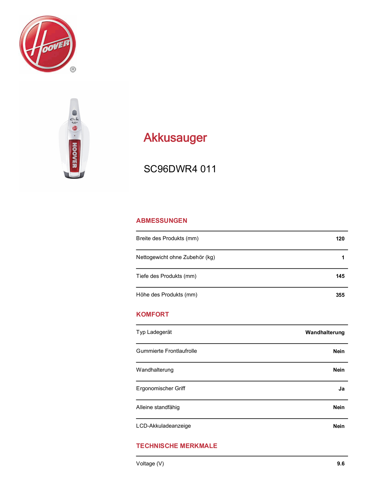 Hoover SC96DWR4 011 Service Manual