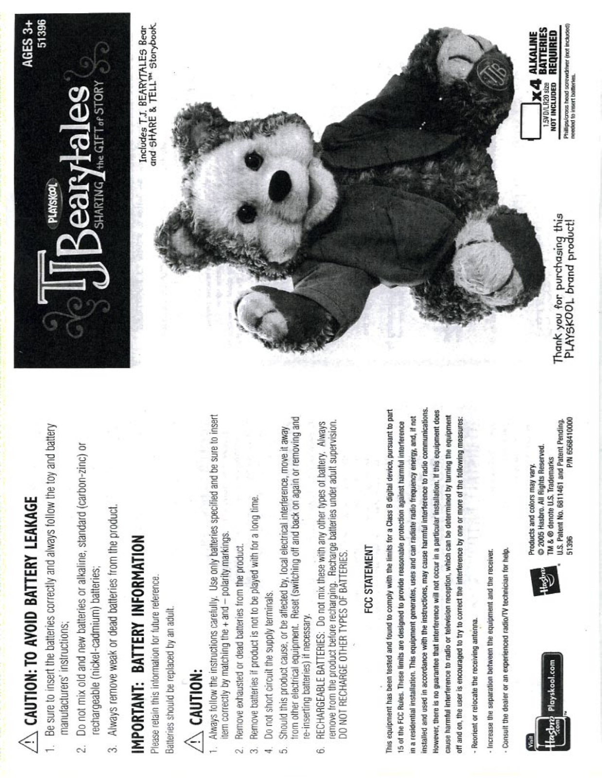 Hasbro TJ BEARYTALES User Manual