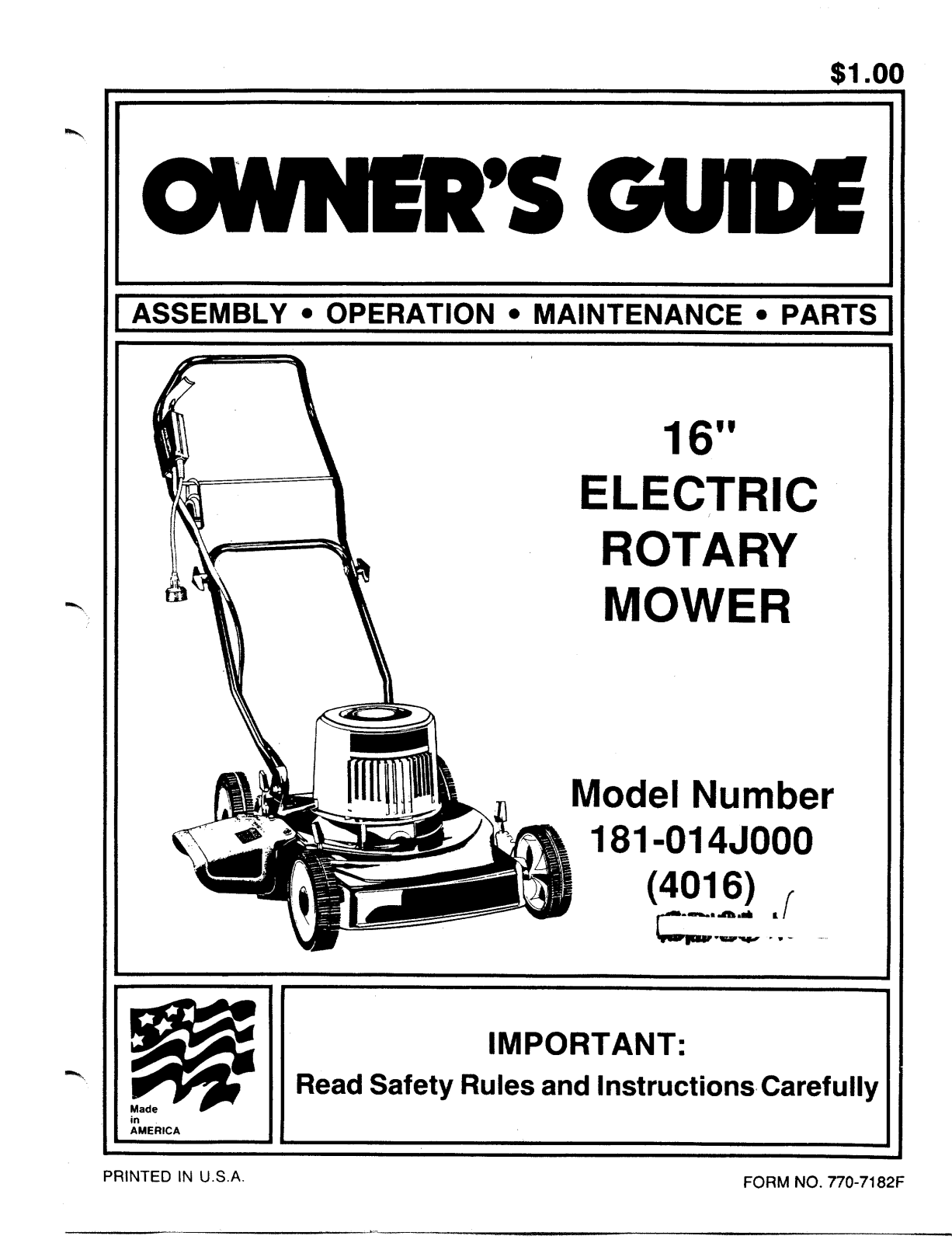 MTD 181-014J000 User Manual