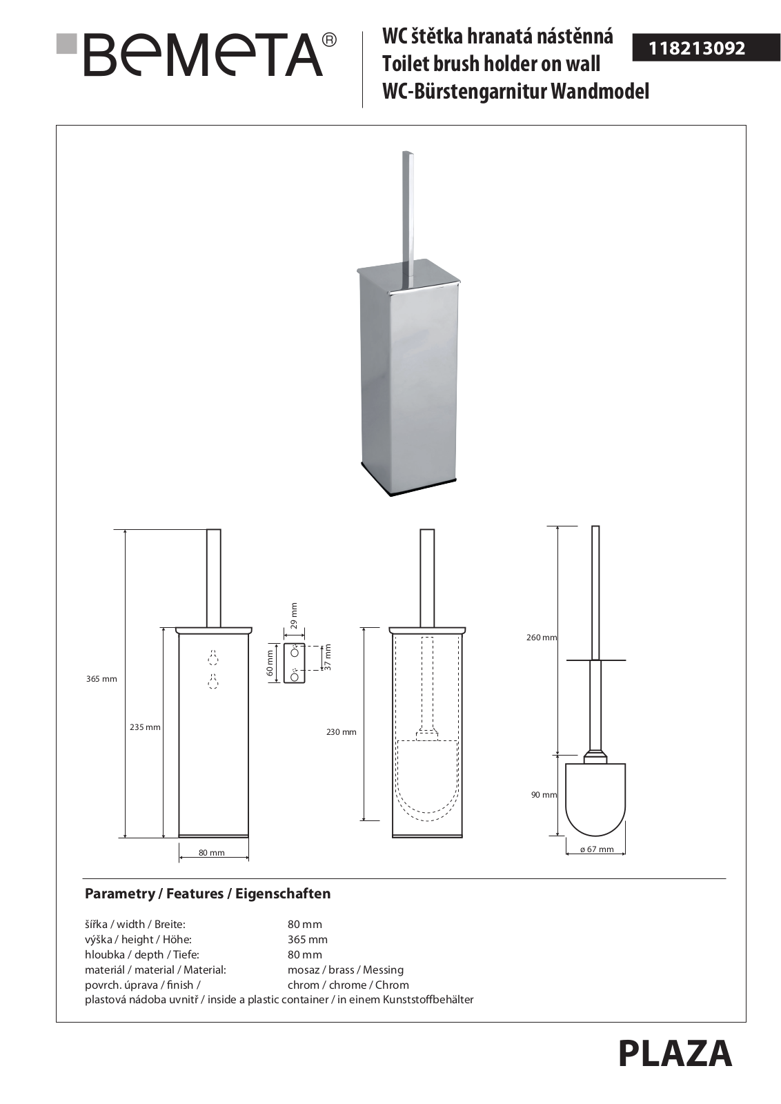 Bemeta Plaza 118213092 User guide