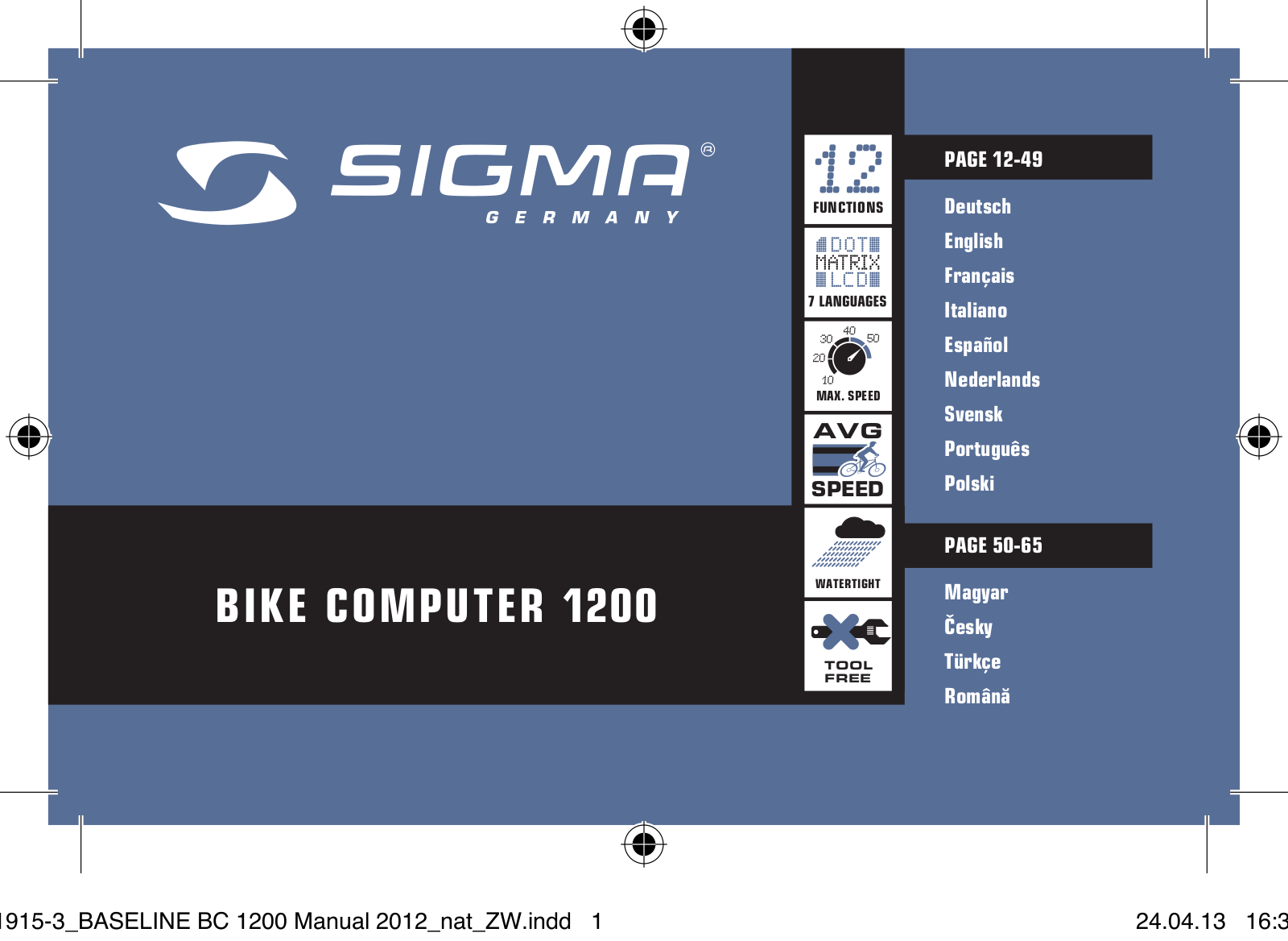 Sigma Baseline 1200 Plus User Manual