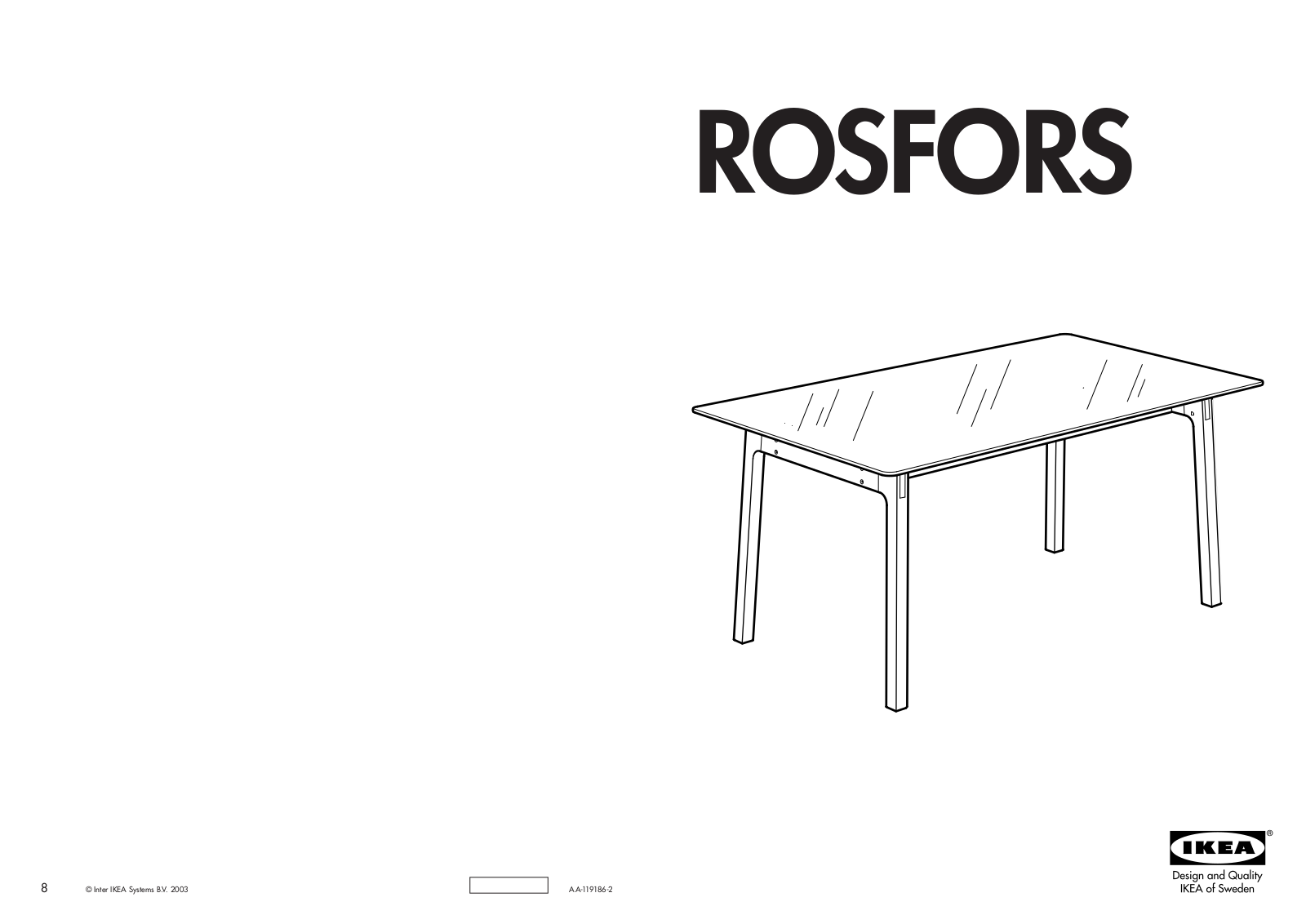 IKEA ROSFORS DINING TABLE 63X35 Assembly Instruction