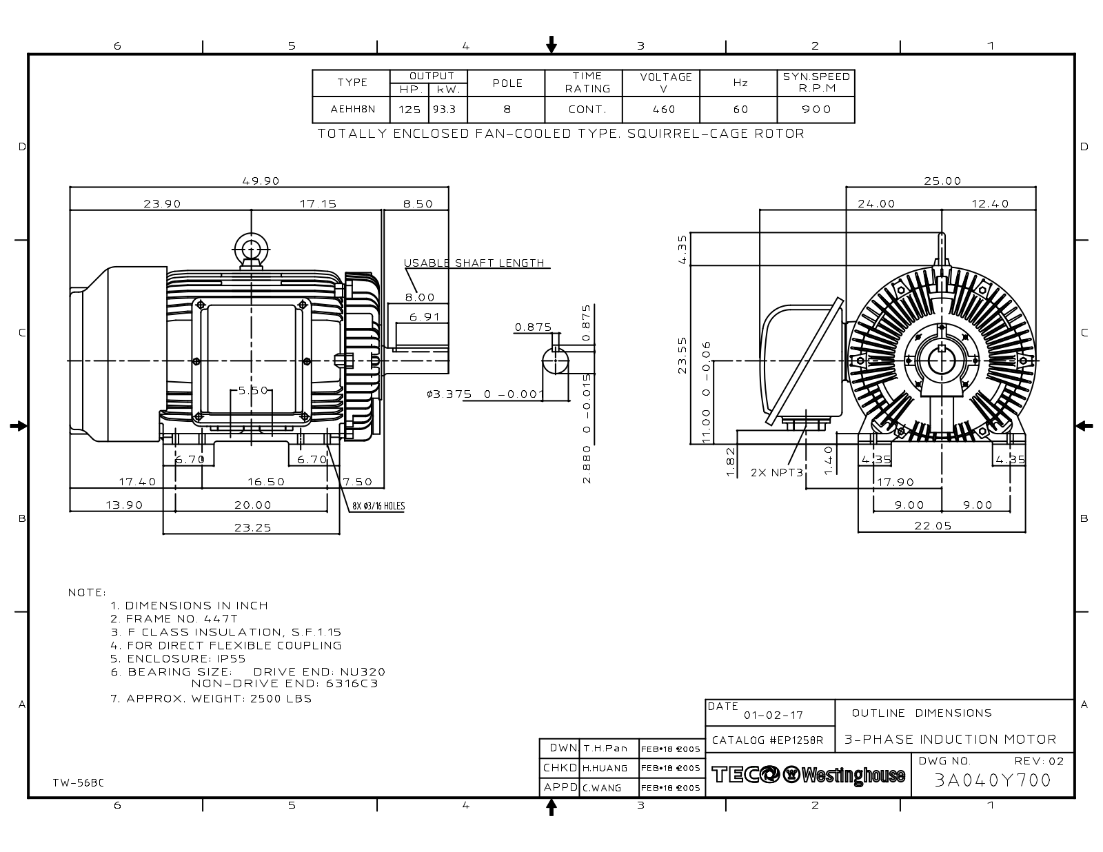 Teco EP1258R Reference Drawing