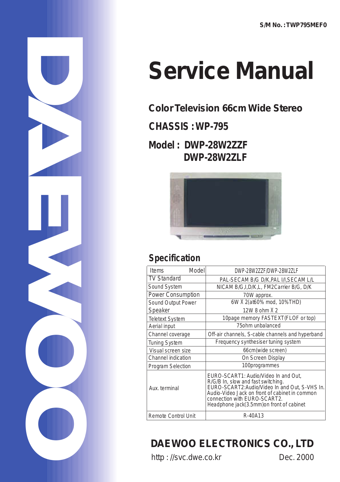 Daewoo WP-795 Service Manual