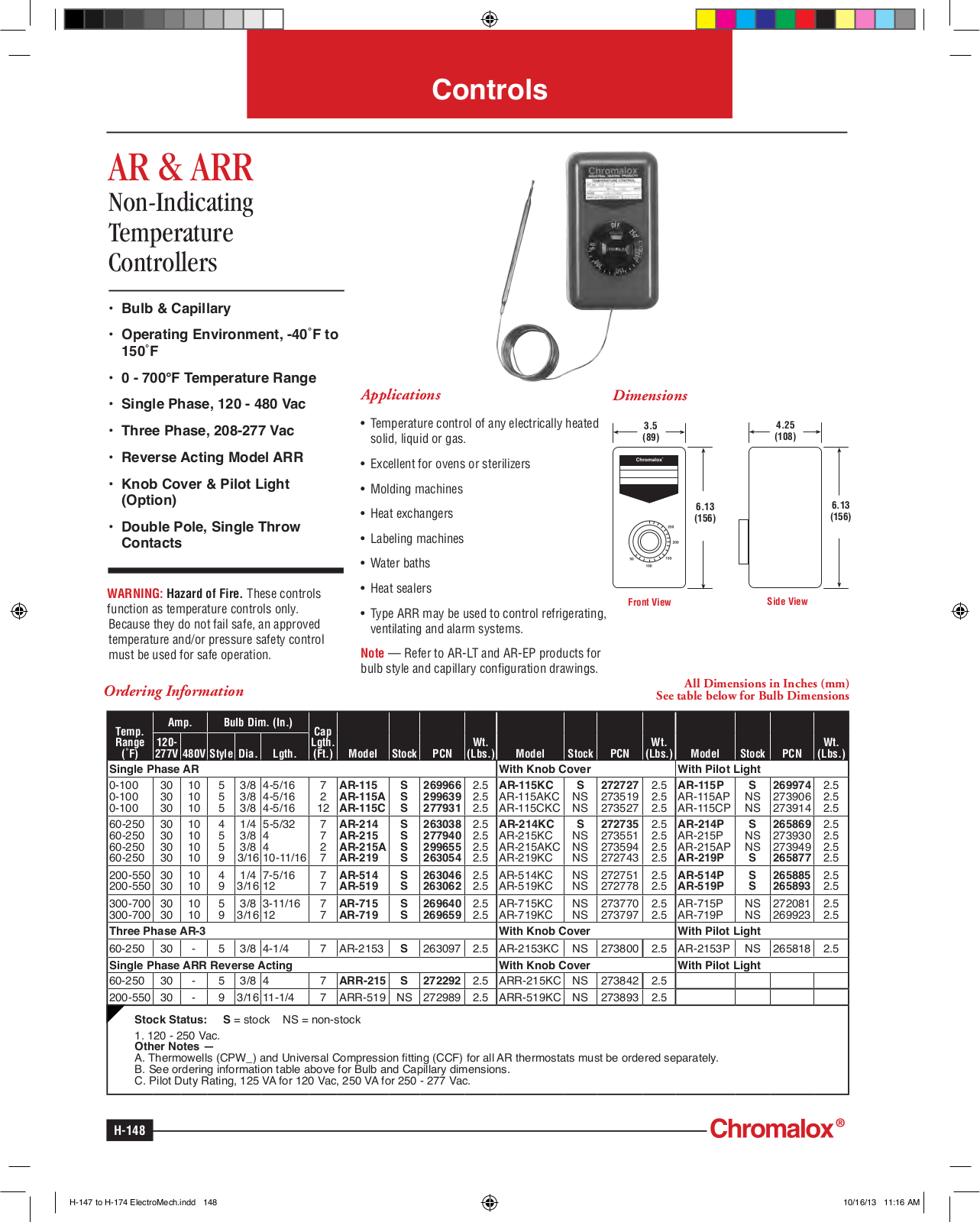 Chromalox AR, ARR Catalog Page