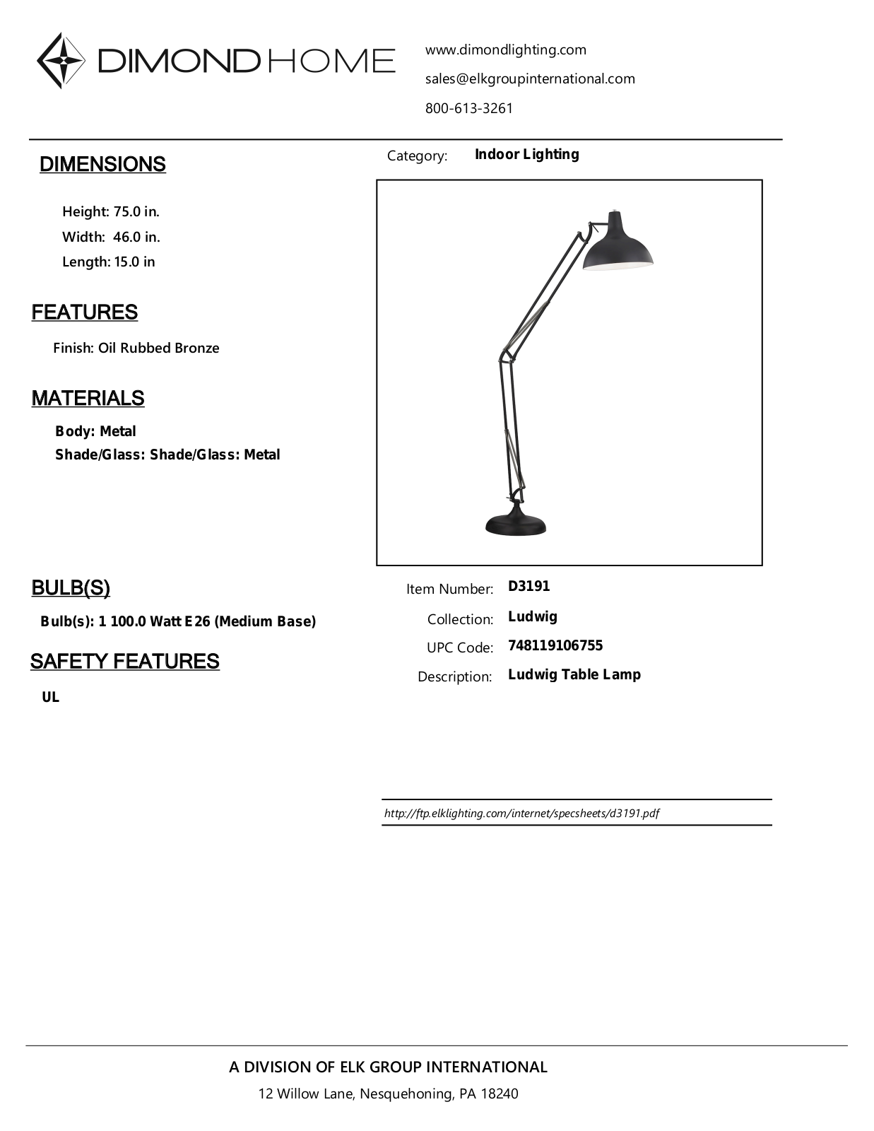 ELK Home D3191 User Manual