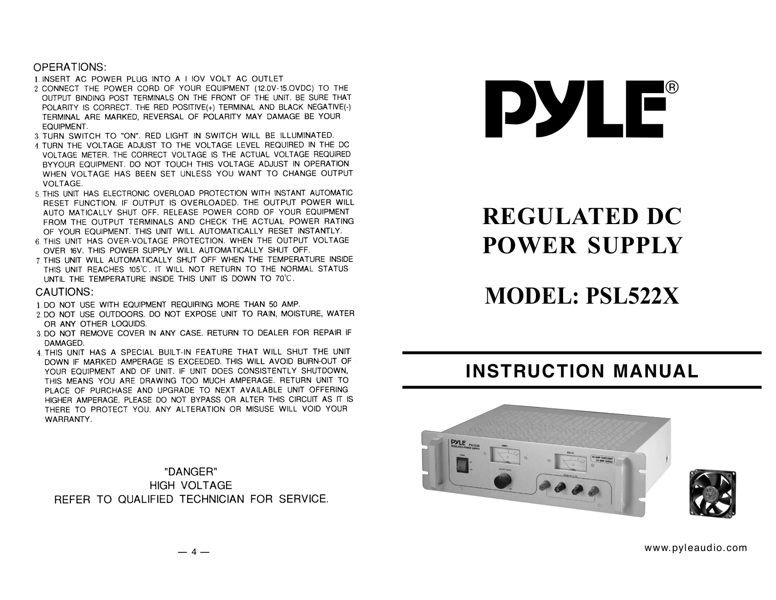 PYLE Audio PSL522X User Manual