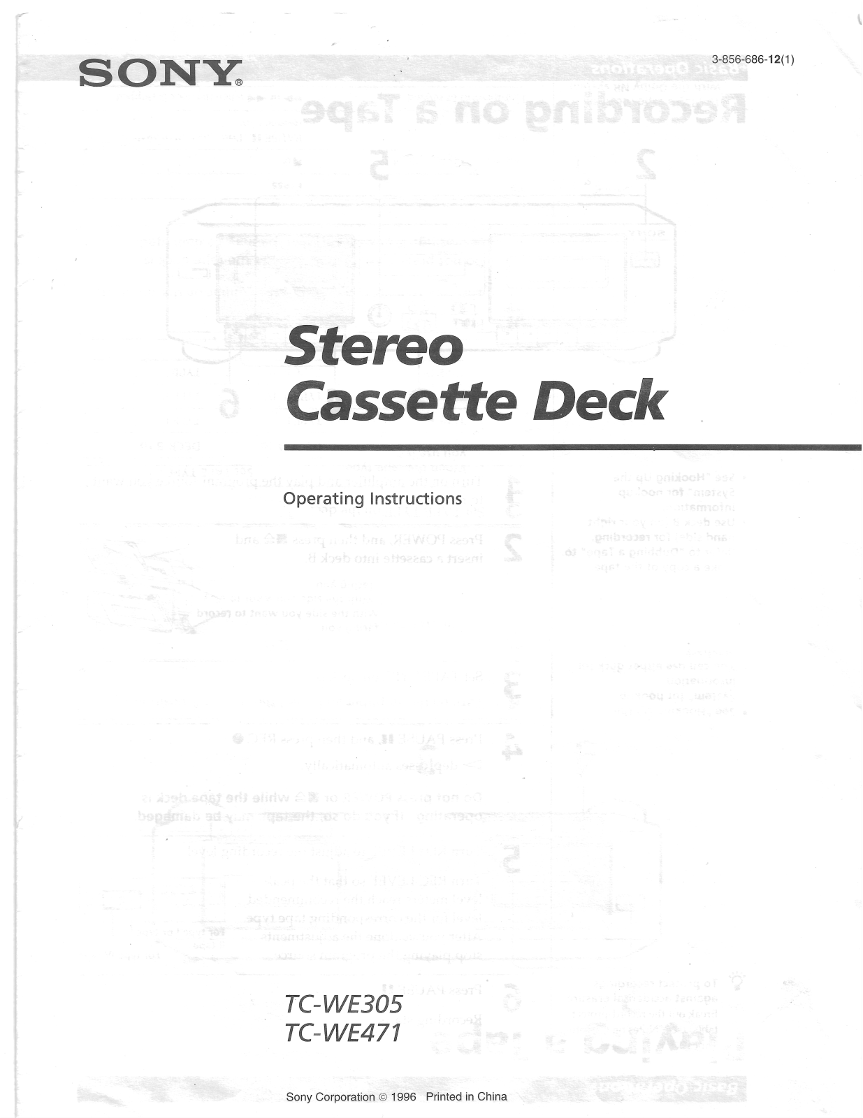 SONY TC-WE471 Operating Instryctions