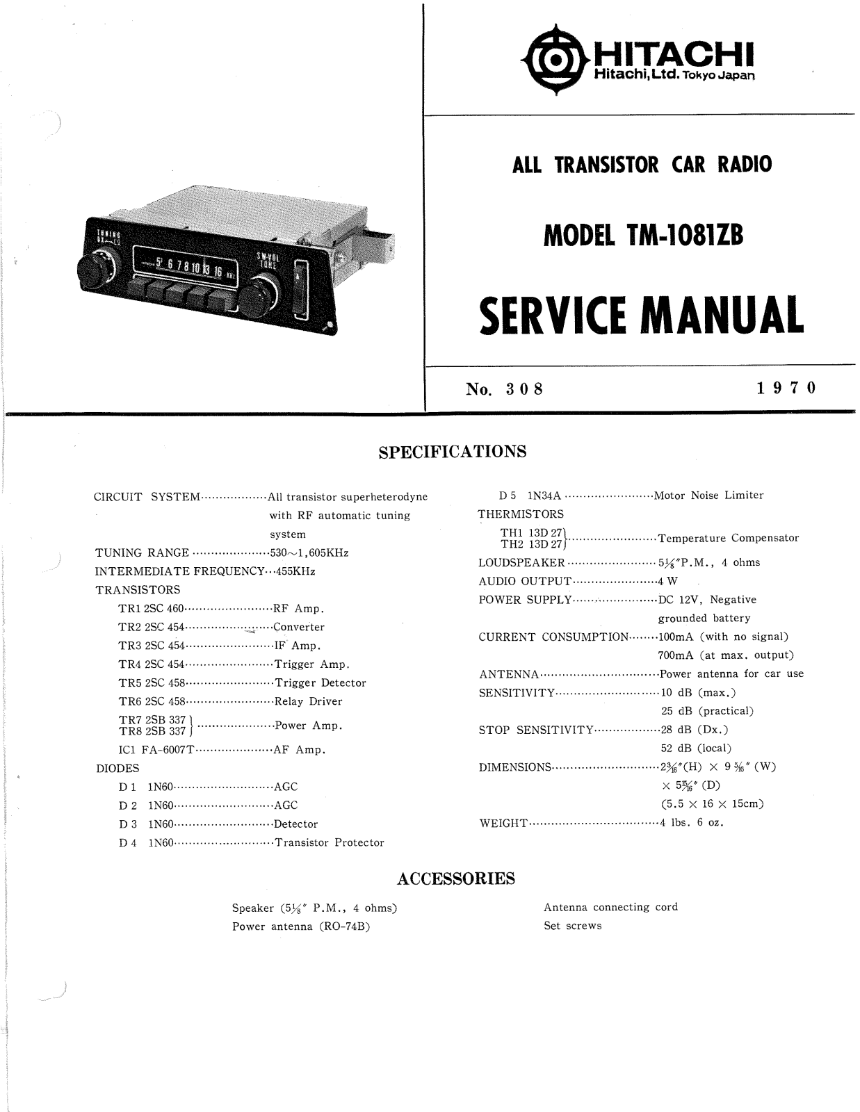 Hitachi TM-1081-ZB Service manual