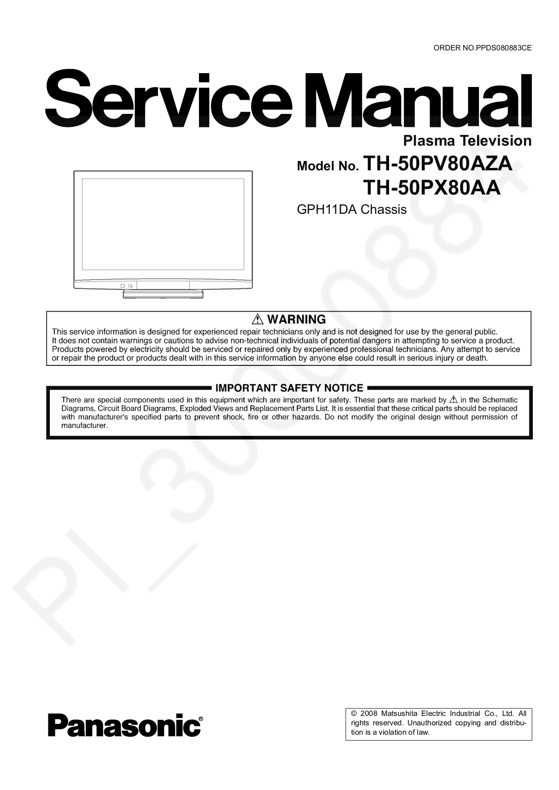 Panasonic TH-50PV80AZA, TH-50PX80AA Schematic