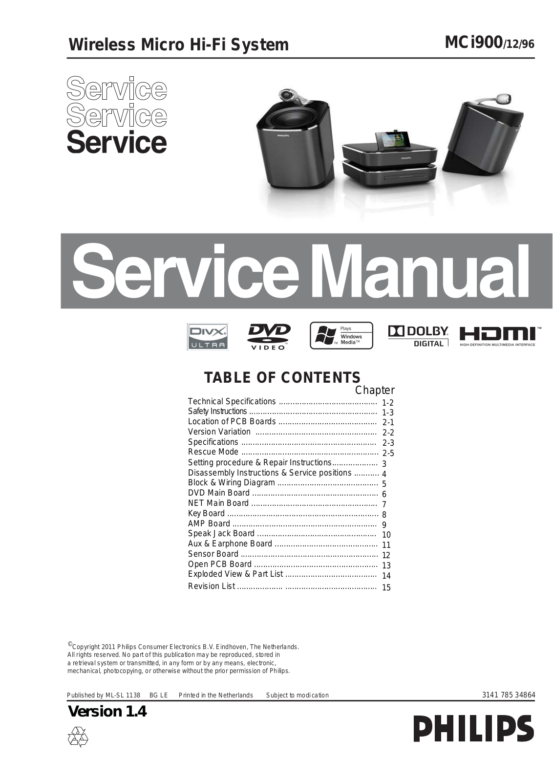 Philips MCI-900 Service Manual