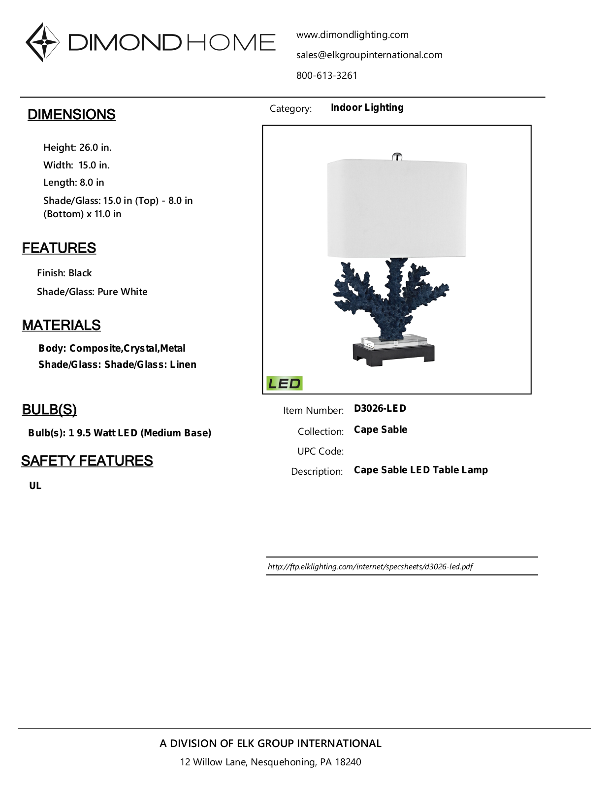 ELK Home D3026LED User Manual