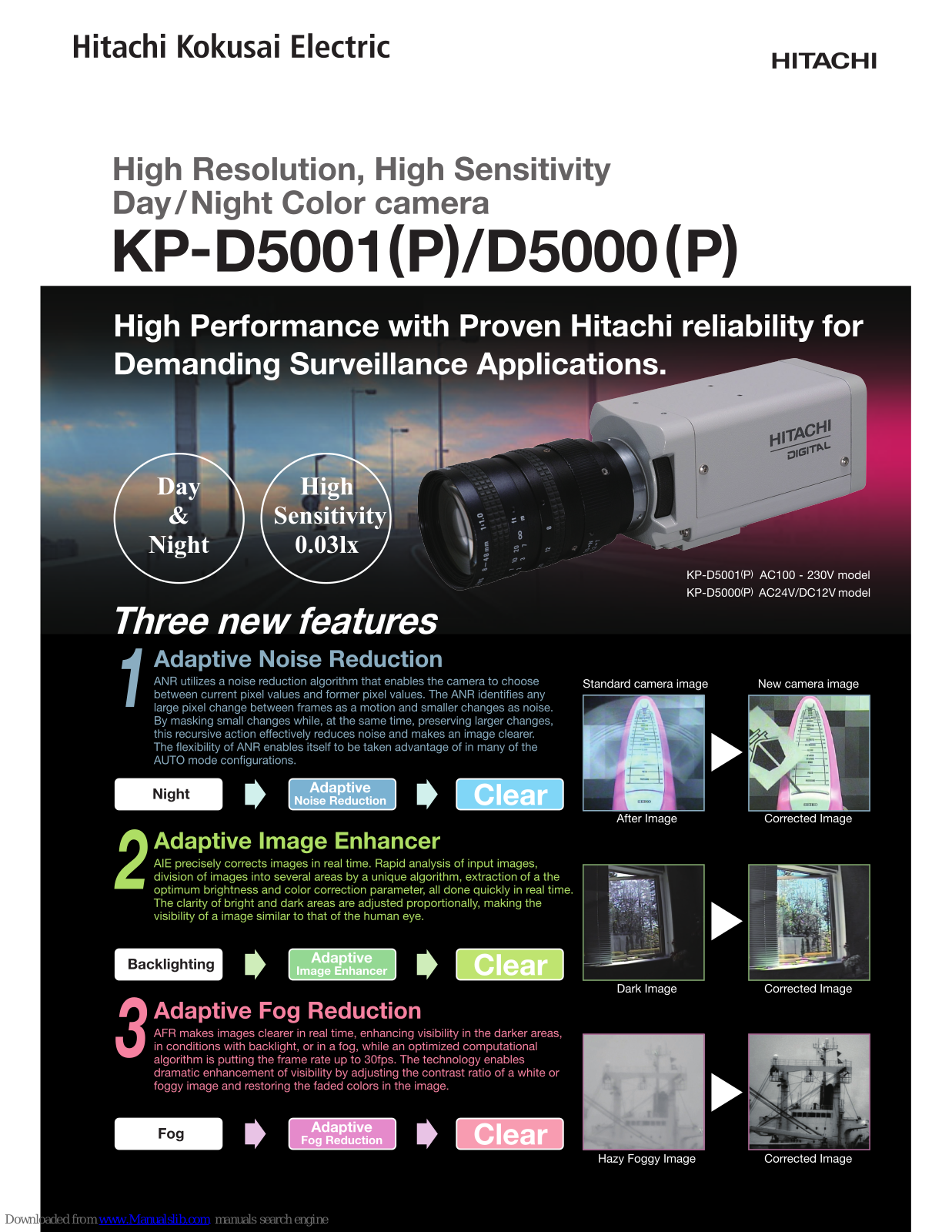 Hitachi KP-D5001, KP-D5001P, KP-D5000, KP-D5000P Specifications