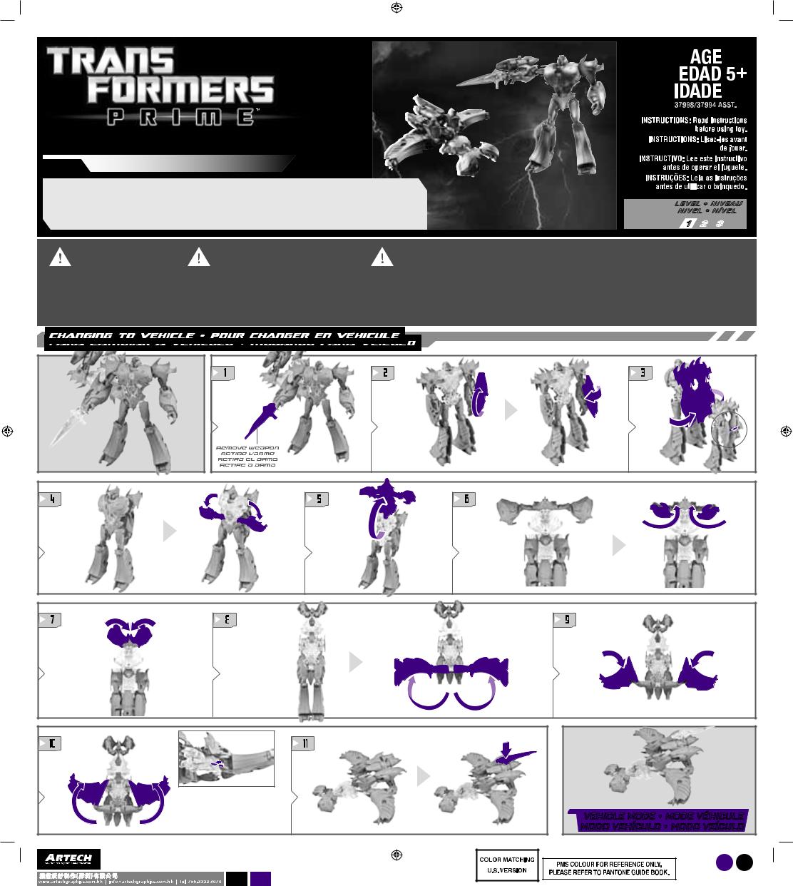 HASBRO Transformers Prime Megatron Decepticon Leader User Manual