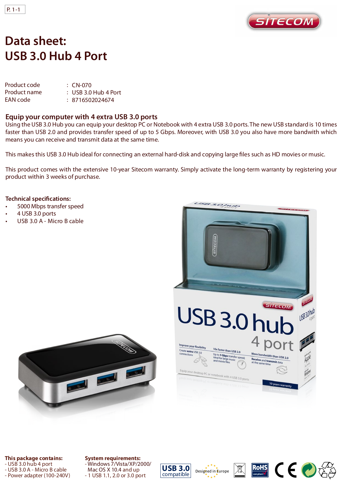 Sitecom CN-070 DATASHEET