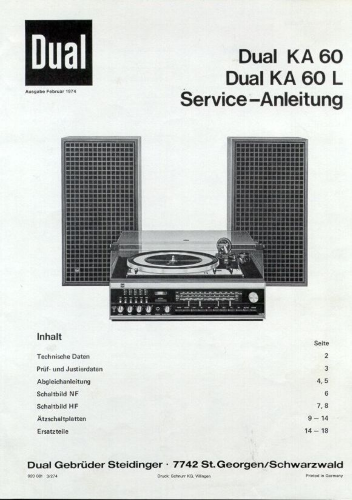 Dual KA-60 Service manual