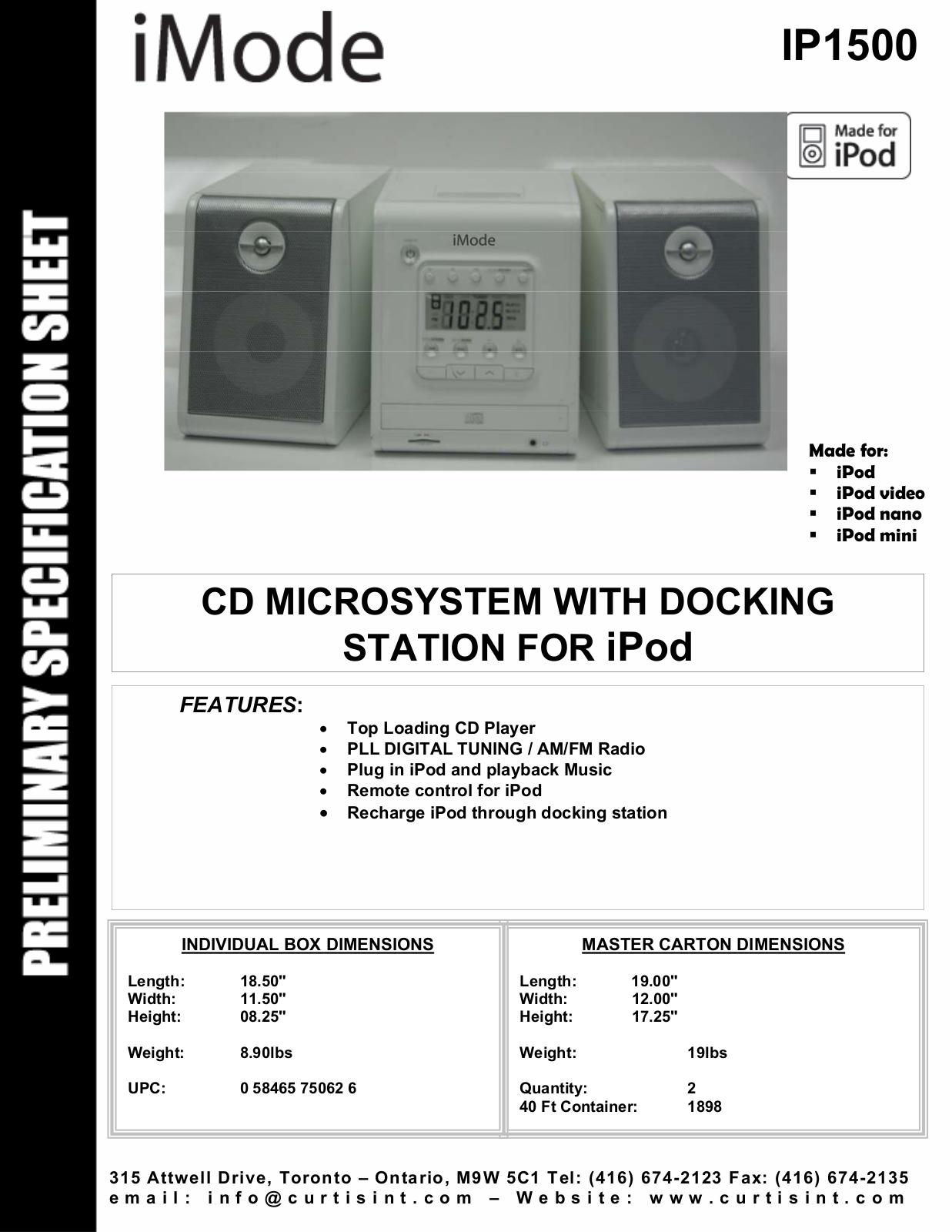 Curtis IP1500 User Manual