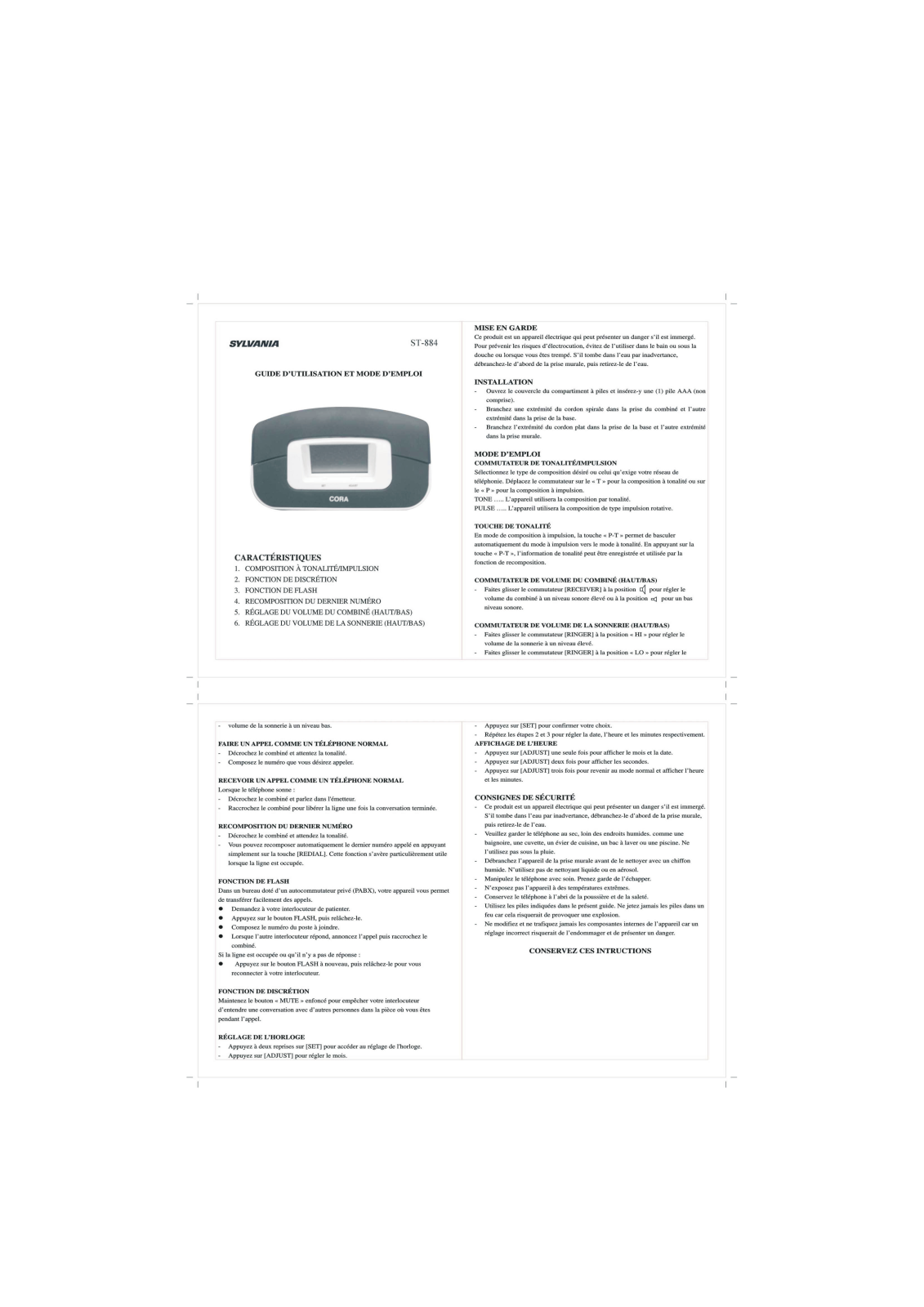 CURTIS ST884 User Manual