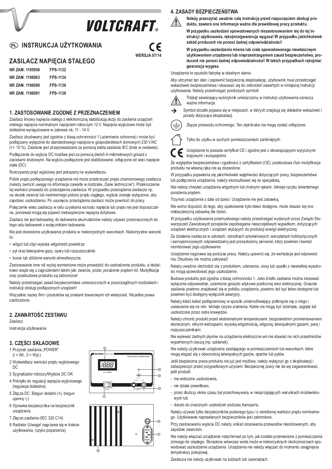 VOLTCRAFT FPS-1132, FPS-1134, FPS-1136, FPS-1138 User guide