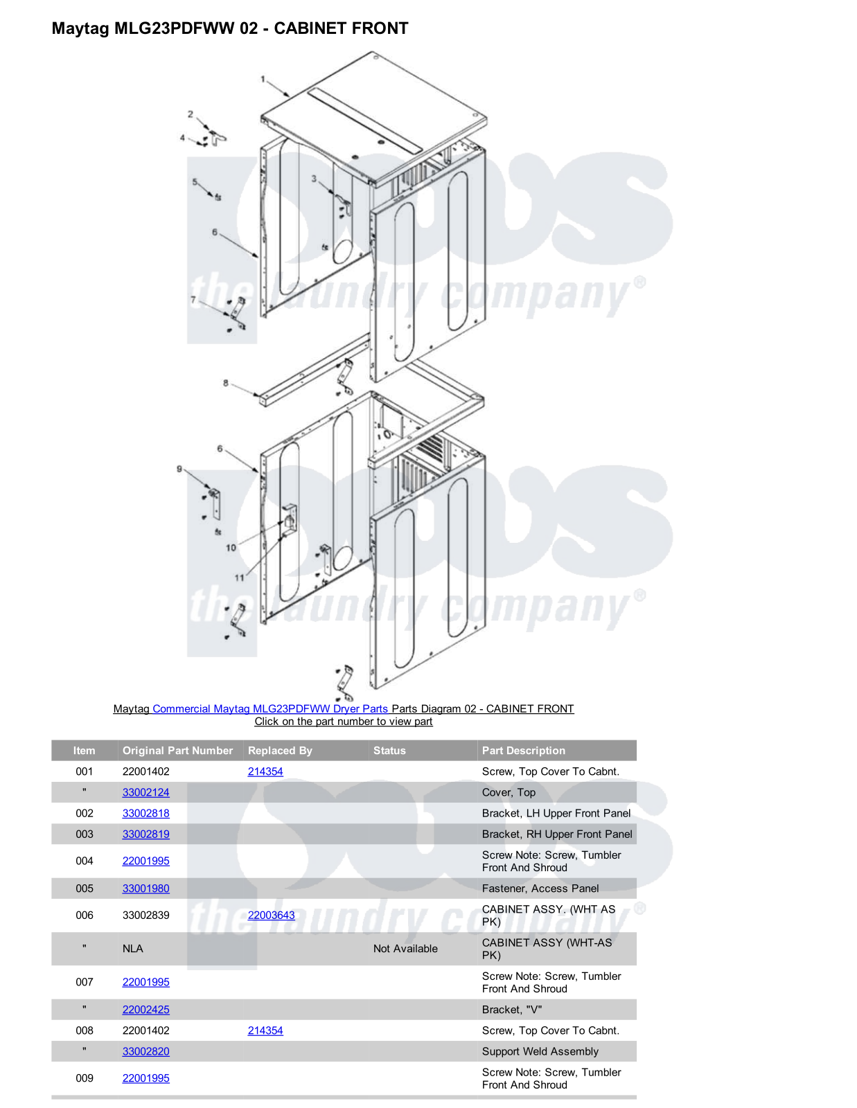 Maytag MLG23PDFWW Parts Diagram