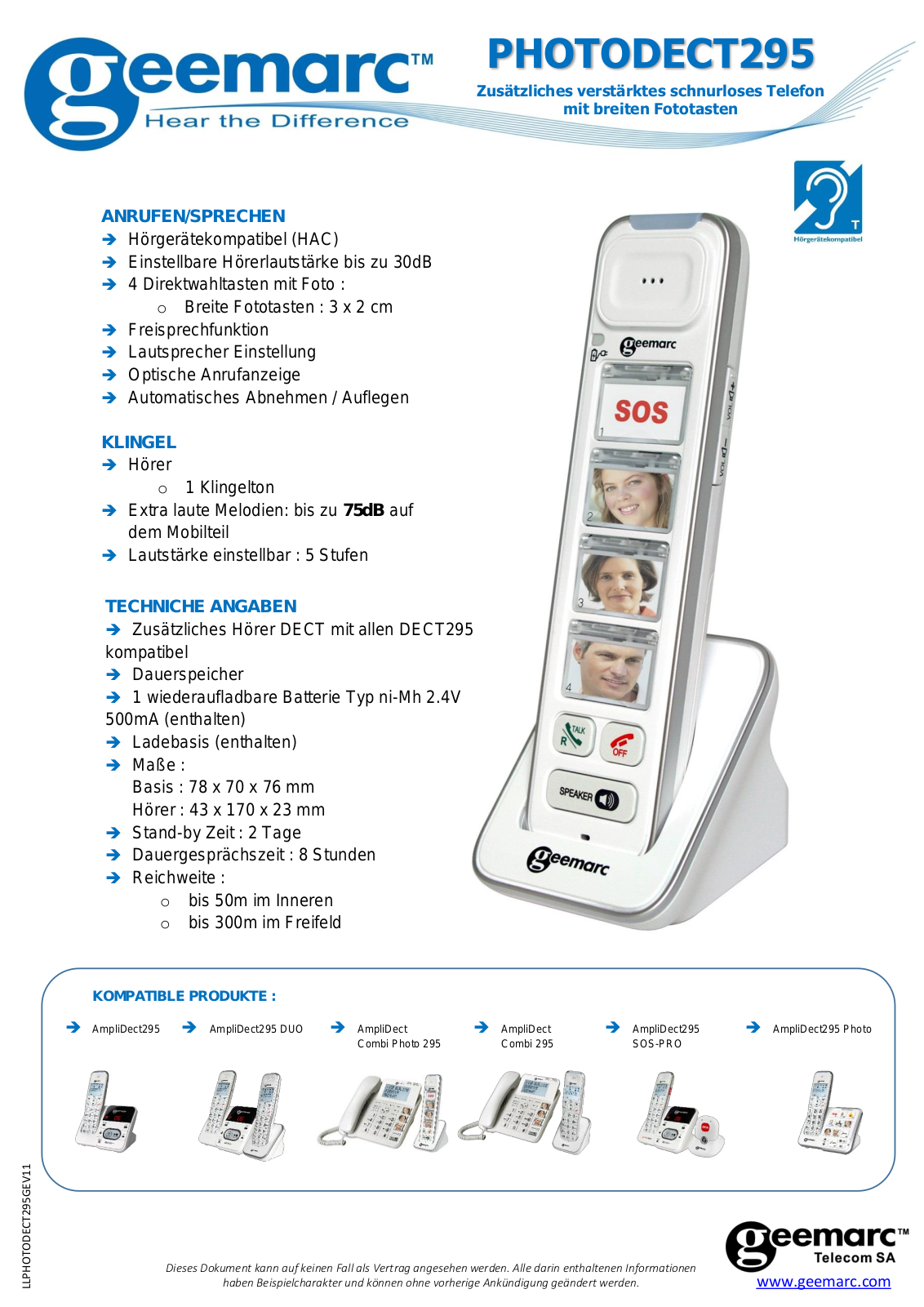 Geemarc PHOTODECT295 User Manual