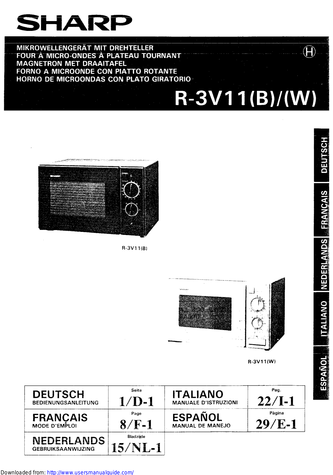 SHARP R-3V11 User Manual