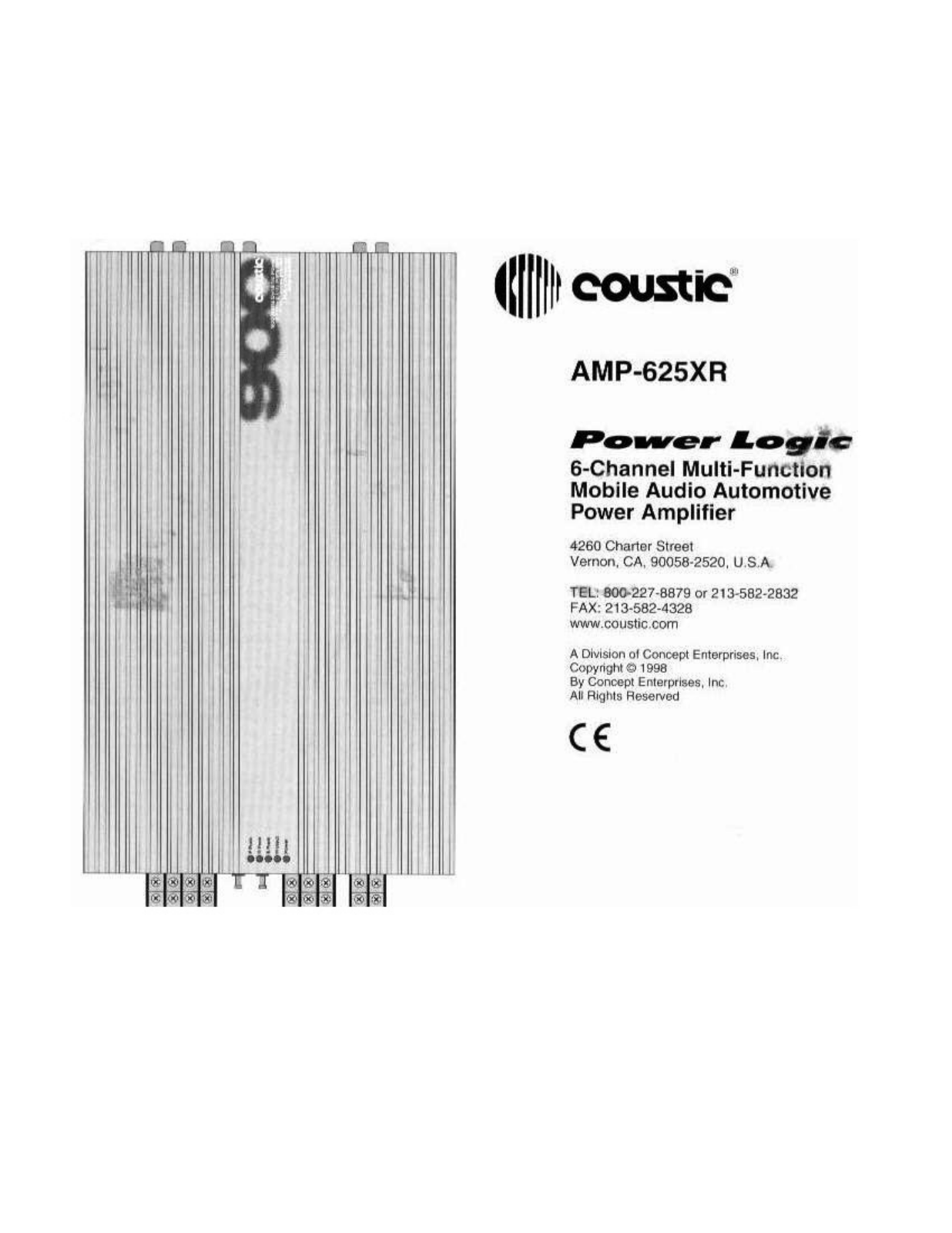 Coustic AMP-625XR Instruction Manual